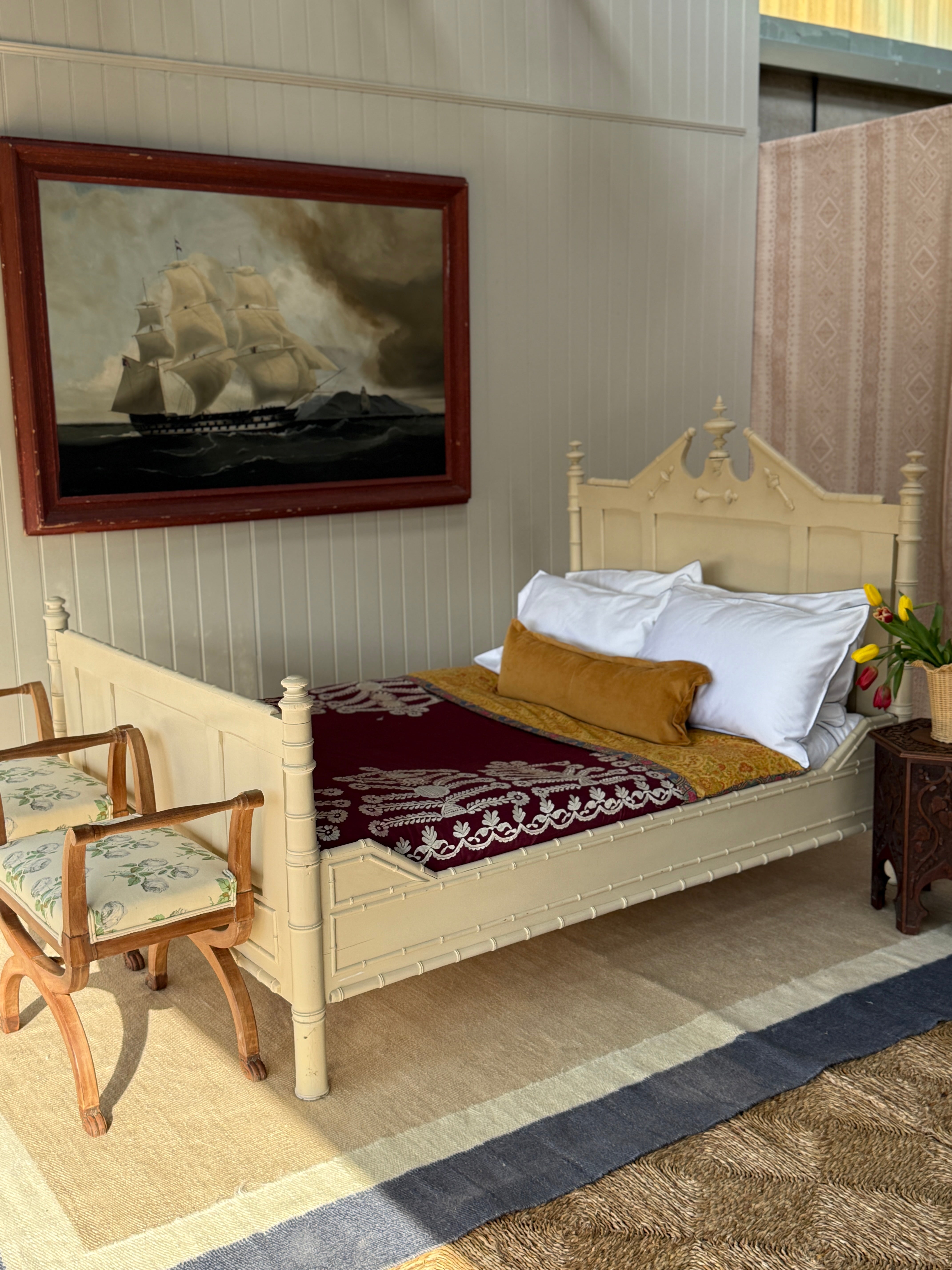 Faux Bamboo Painted Double Bed