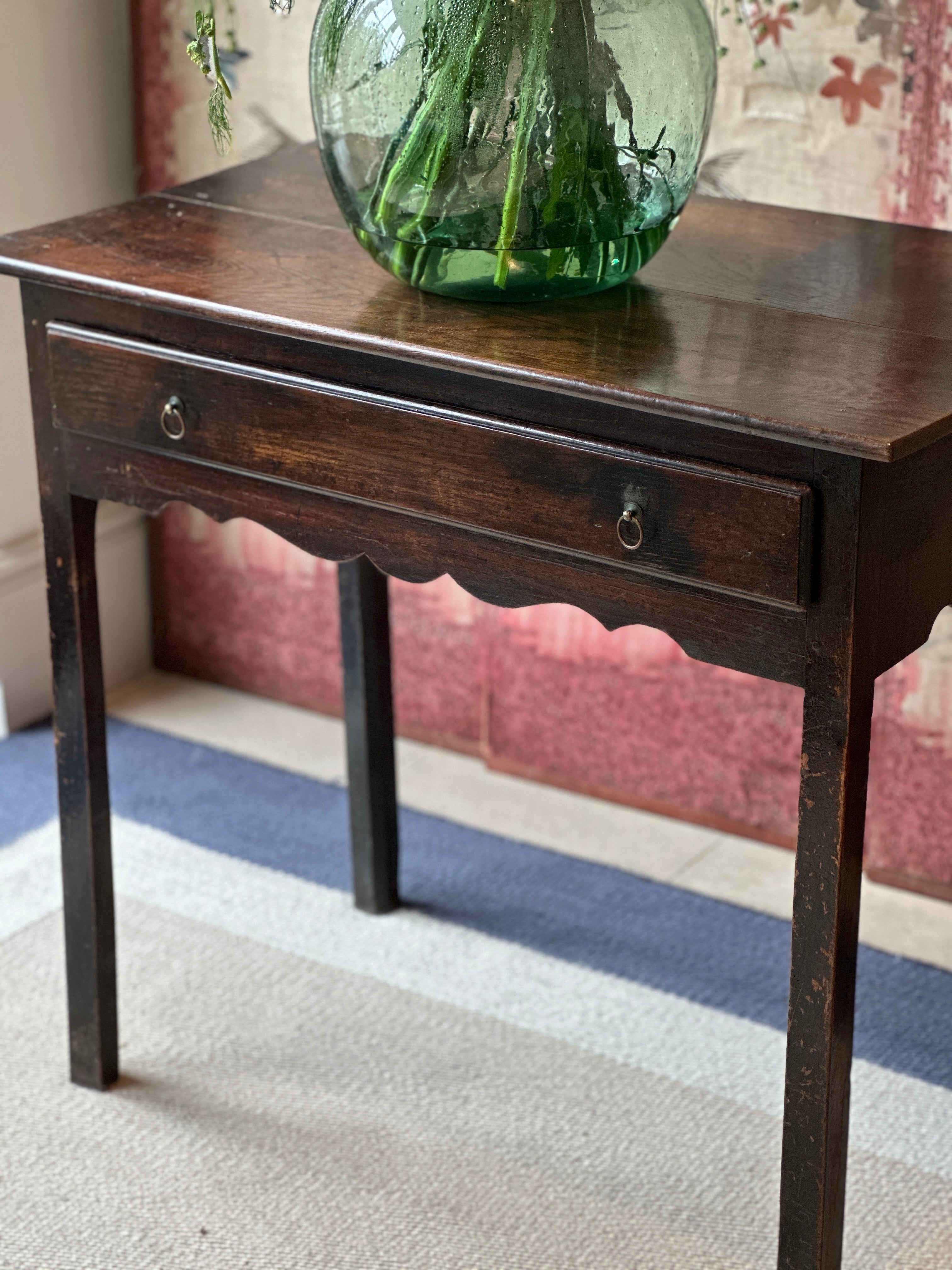 18th Century Oak and Elm Table with lovely carved apron