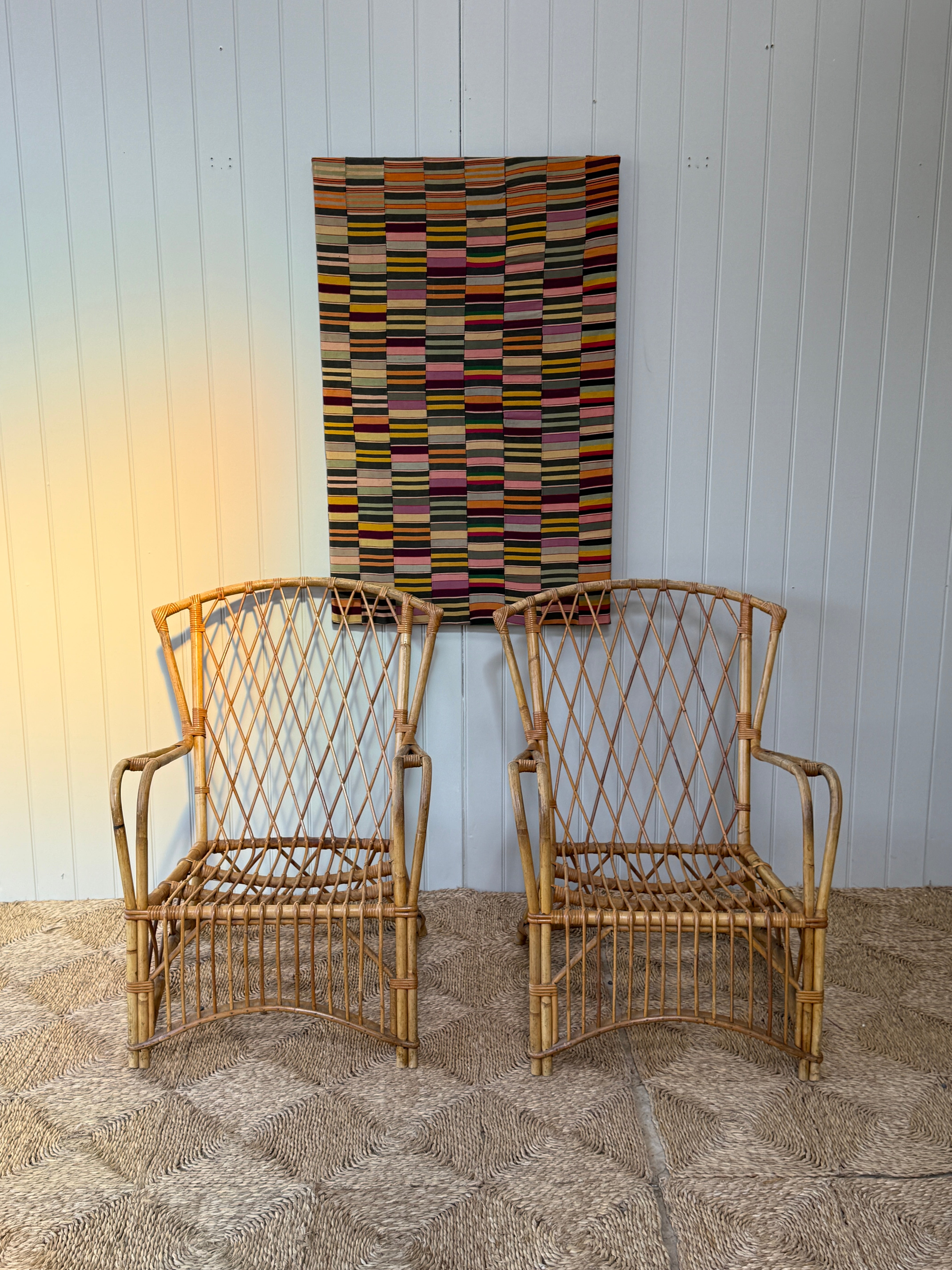 Pair of Mid Century French Cane Chairs
