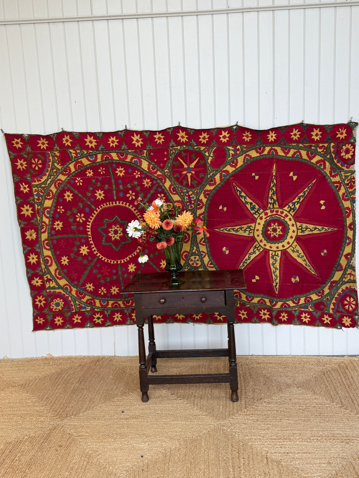 Large Antique Suzani Wall Hanging, Tashkent, Uzbekistan, Late 19th Century