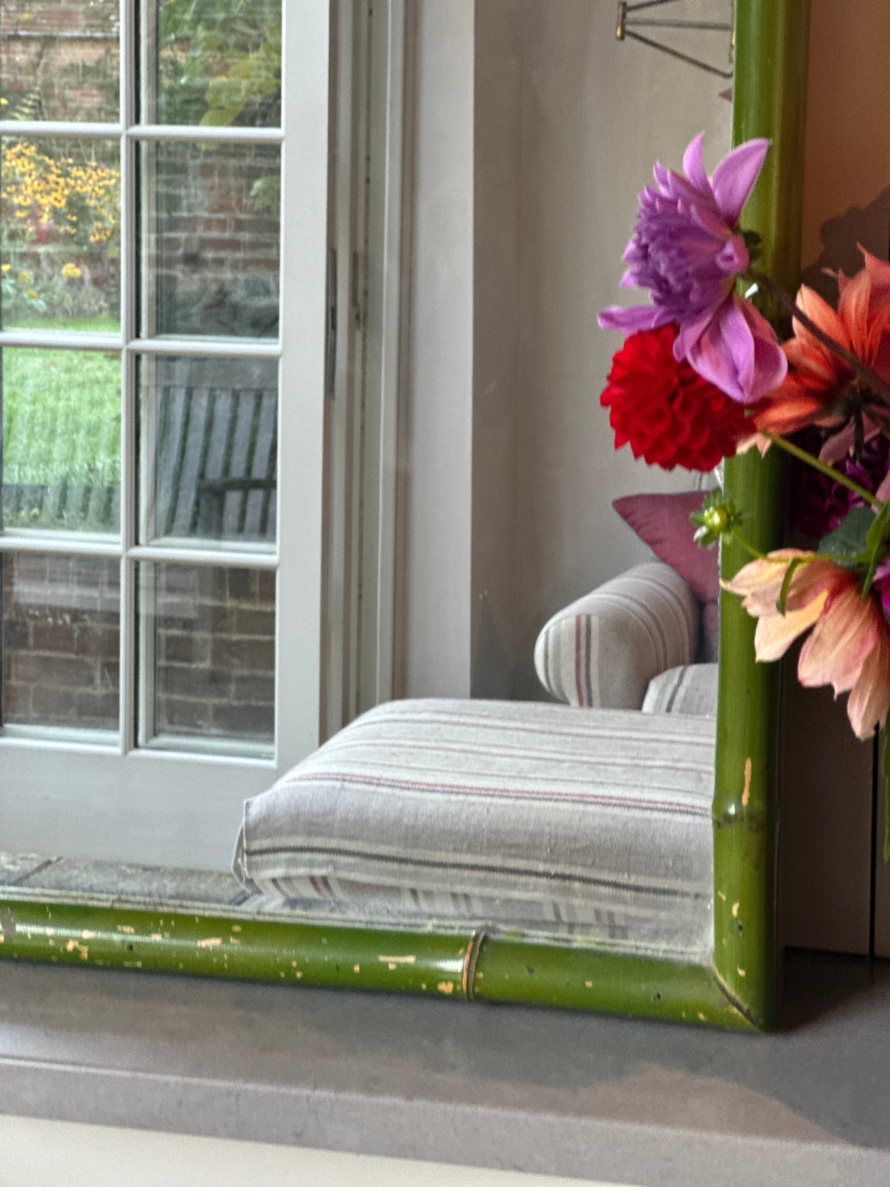 Vintage Green Faux Bamboo Mirror