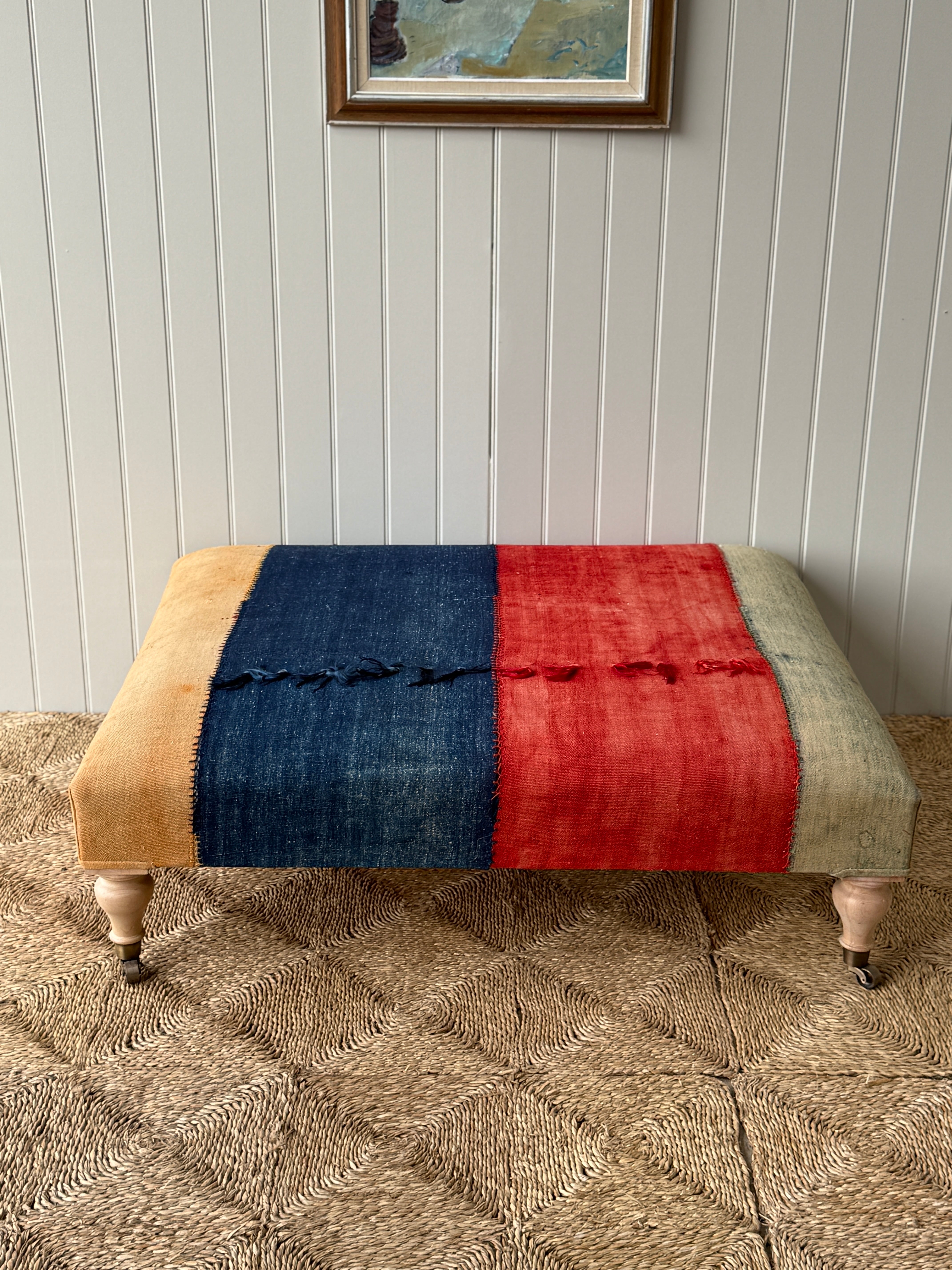 Large Ottoman in Antique Anatolian Perde Textile