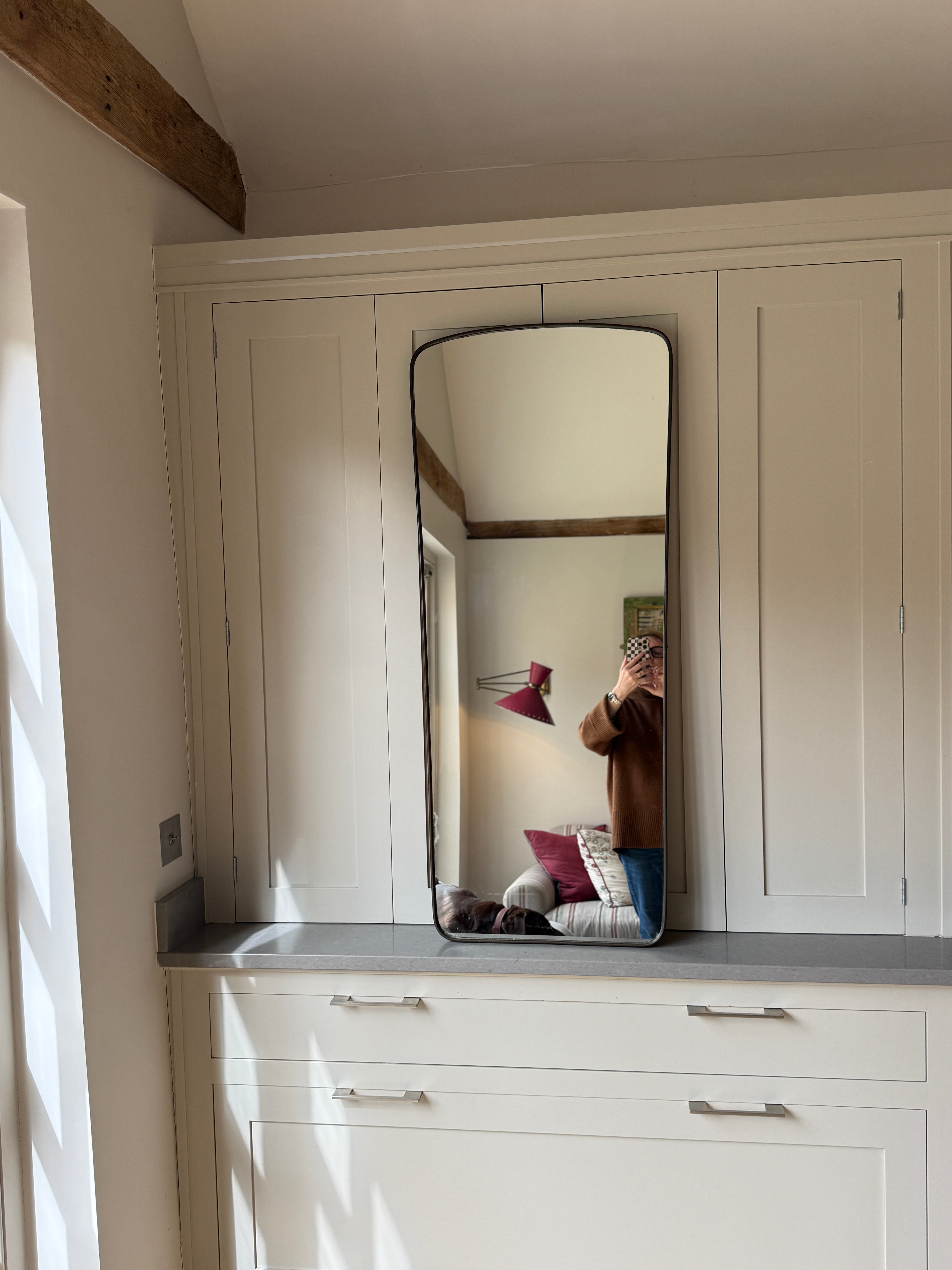 Tall Italian Brass Portrait Mirror