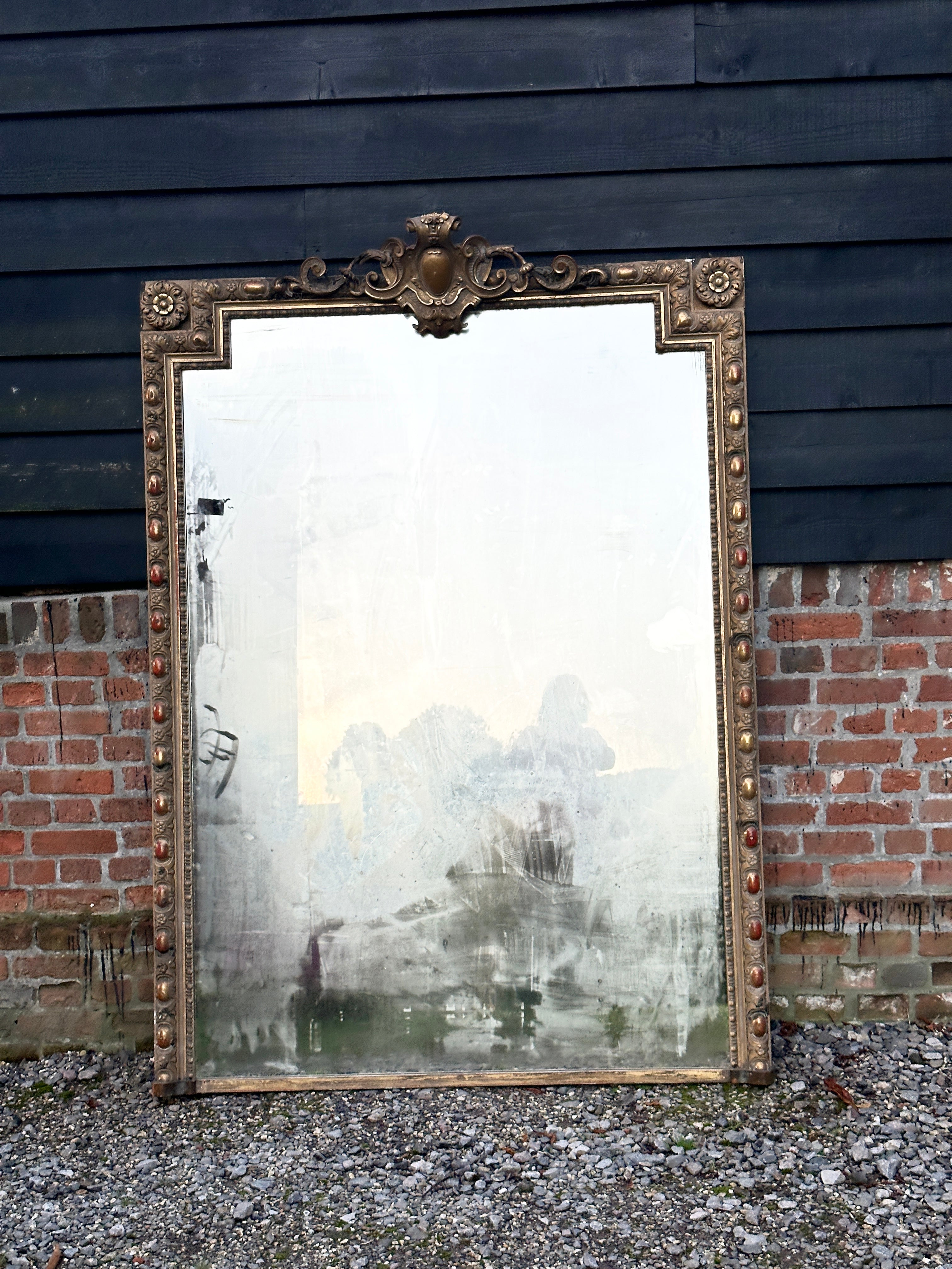 Huge French Gilt Mirror - Faded Grande Dame