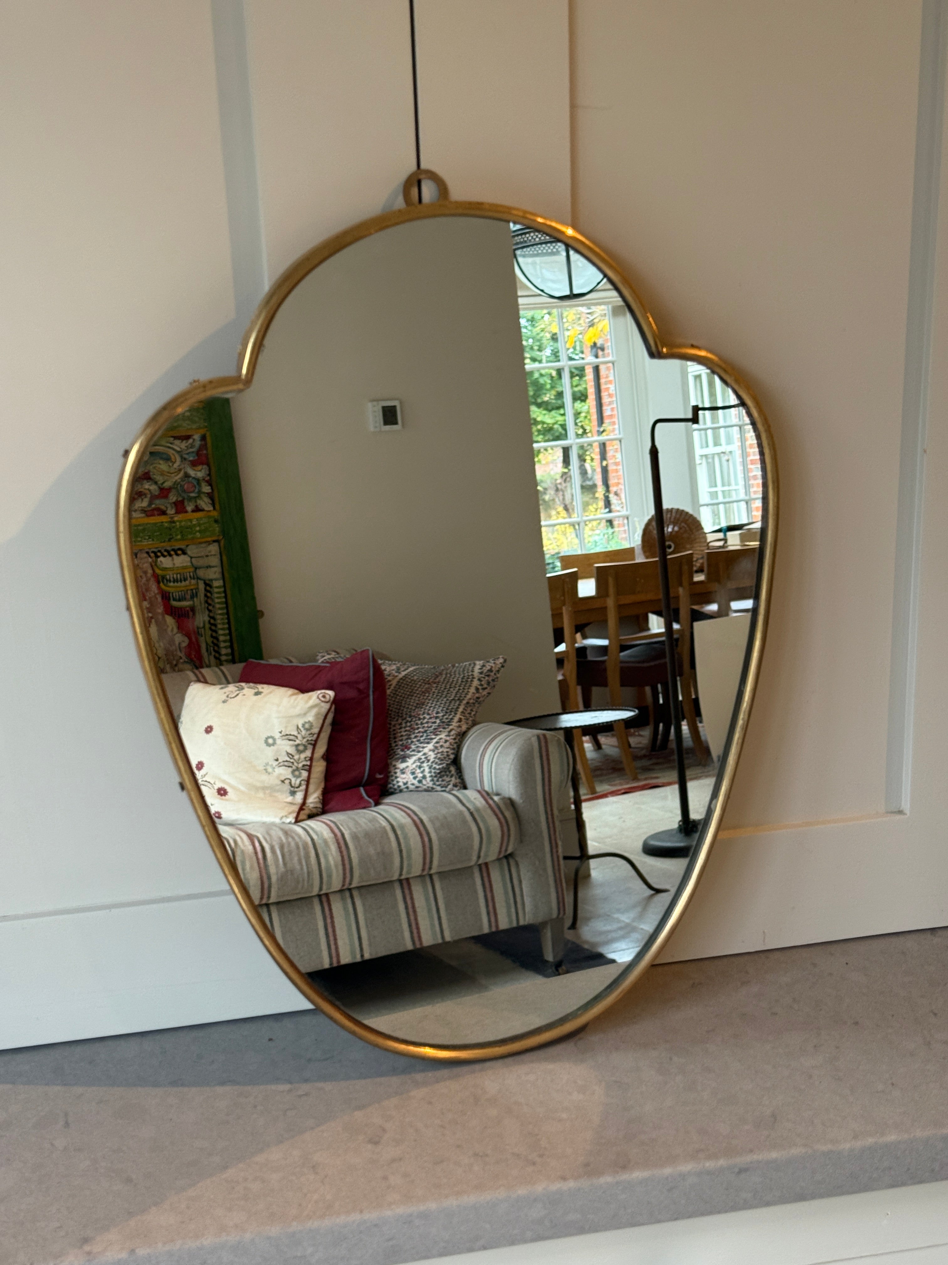 Small Italian Brass Shield Mirror 42.5cm by 33cm
