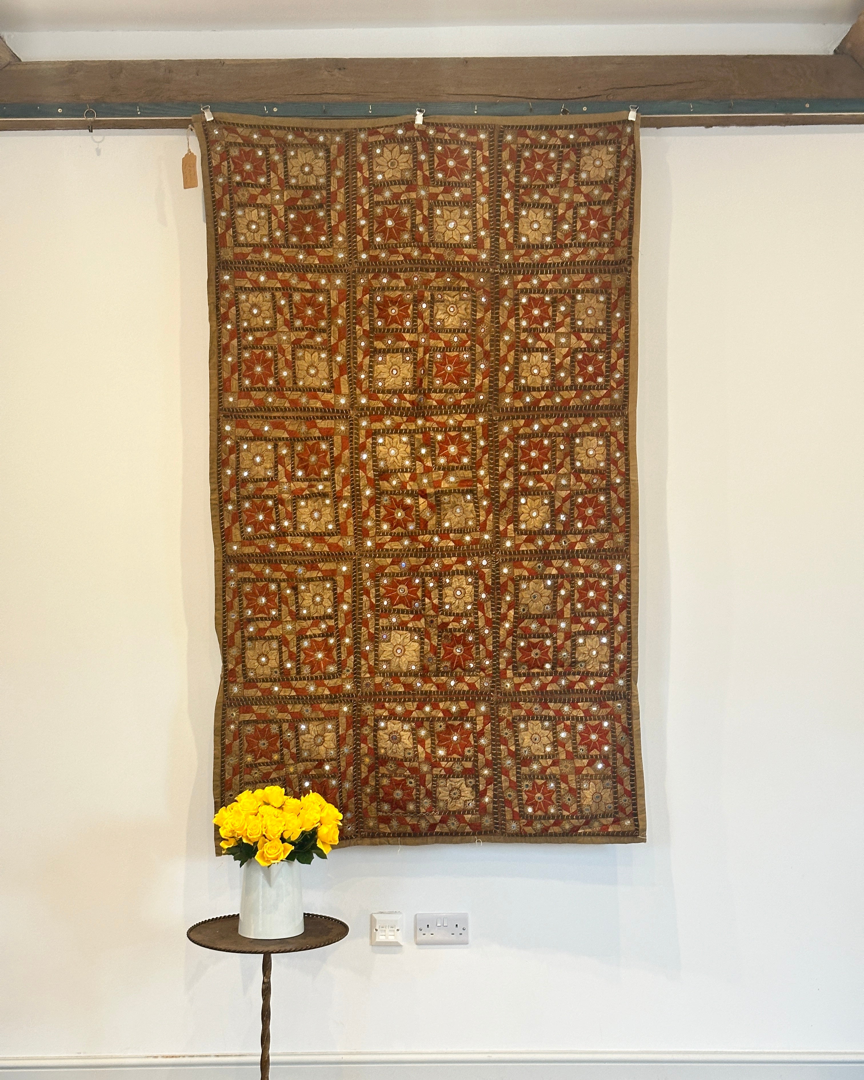 Vintage brown Indian Mirrored Textile