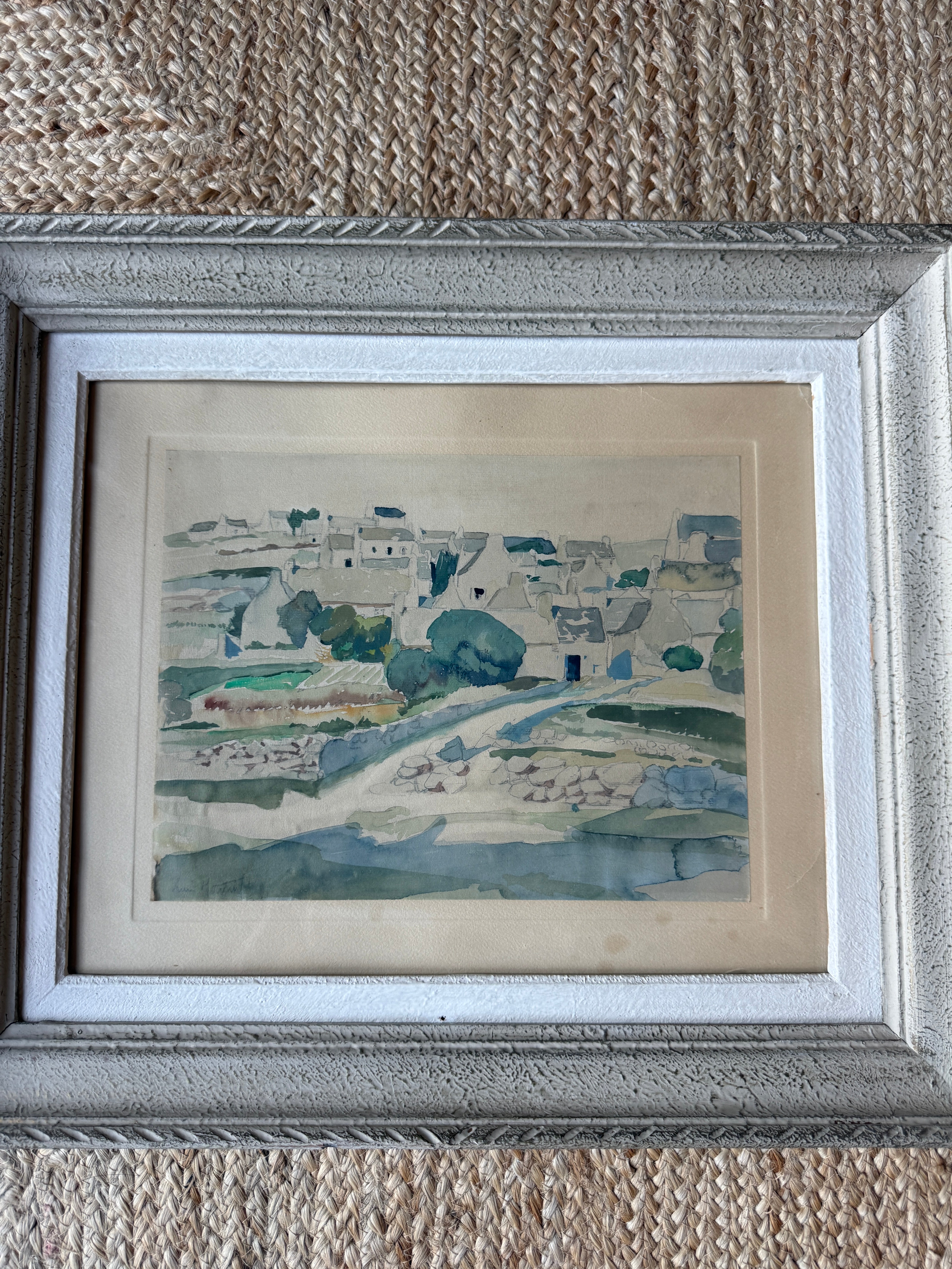 A Signed French Watercolour of a Village in Brittany