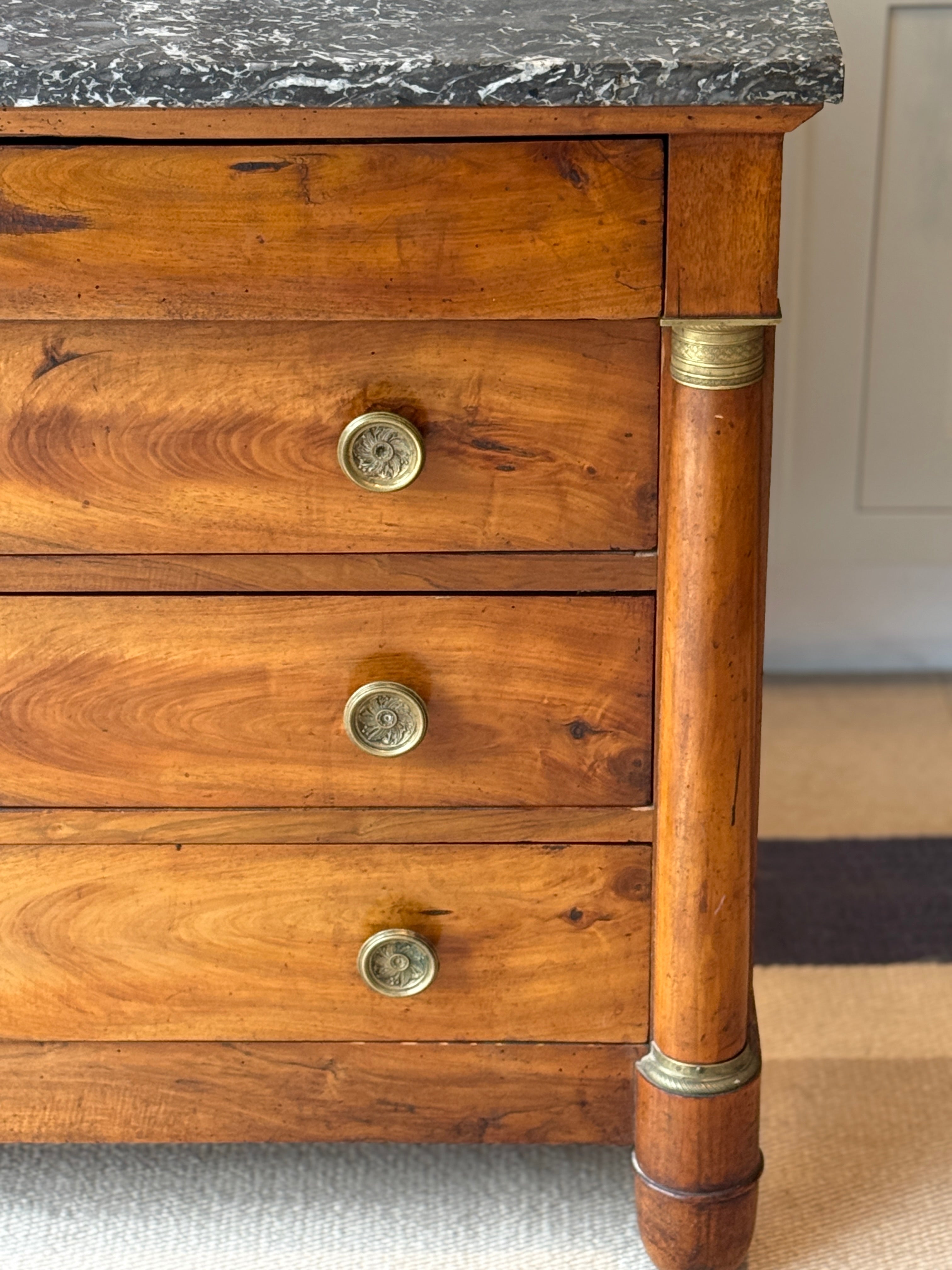 French Walnut Commode with Grey Marble Top
