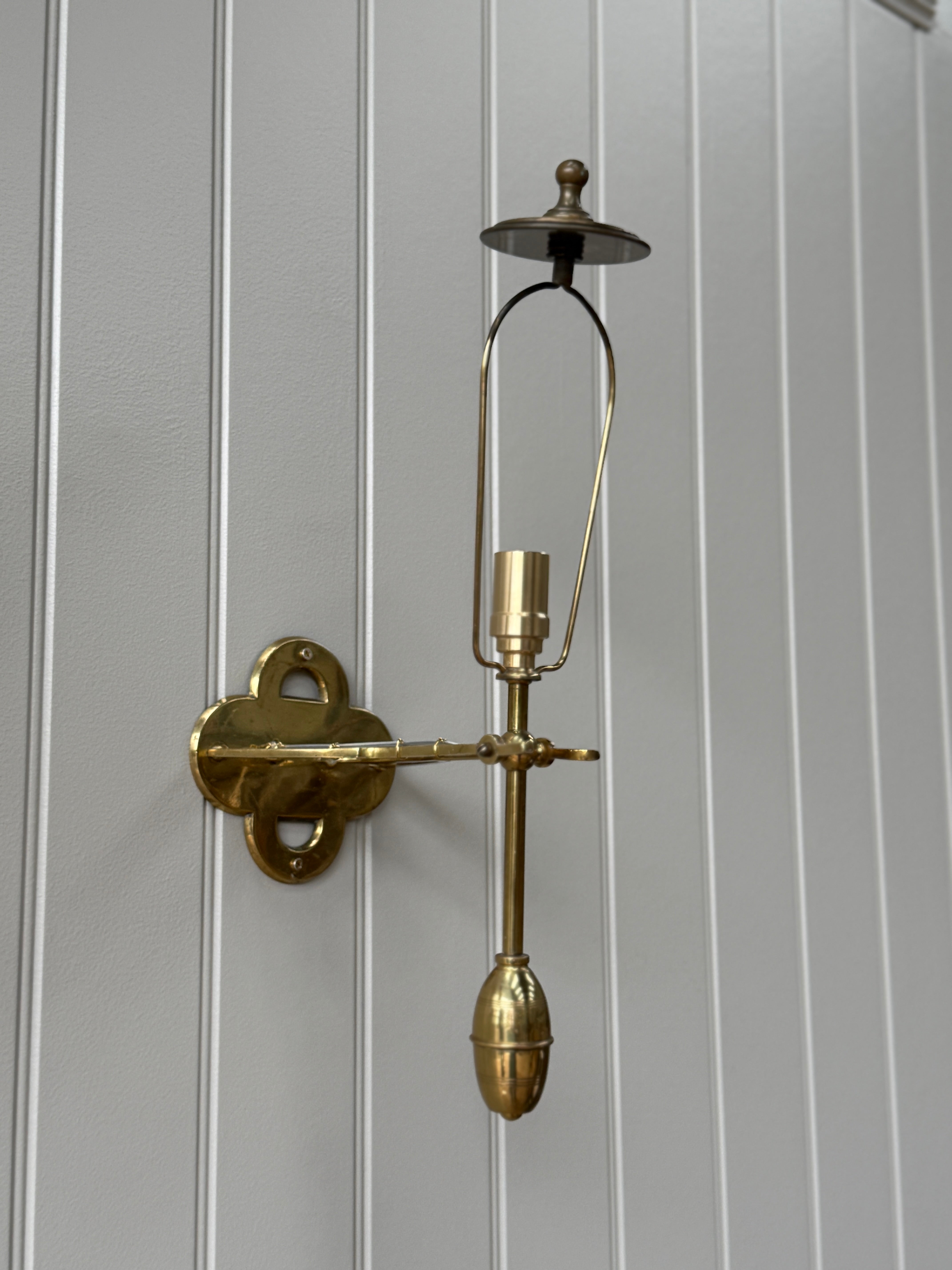 Pair of Italian Brass Wall Lights with Shades