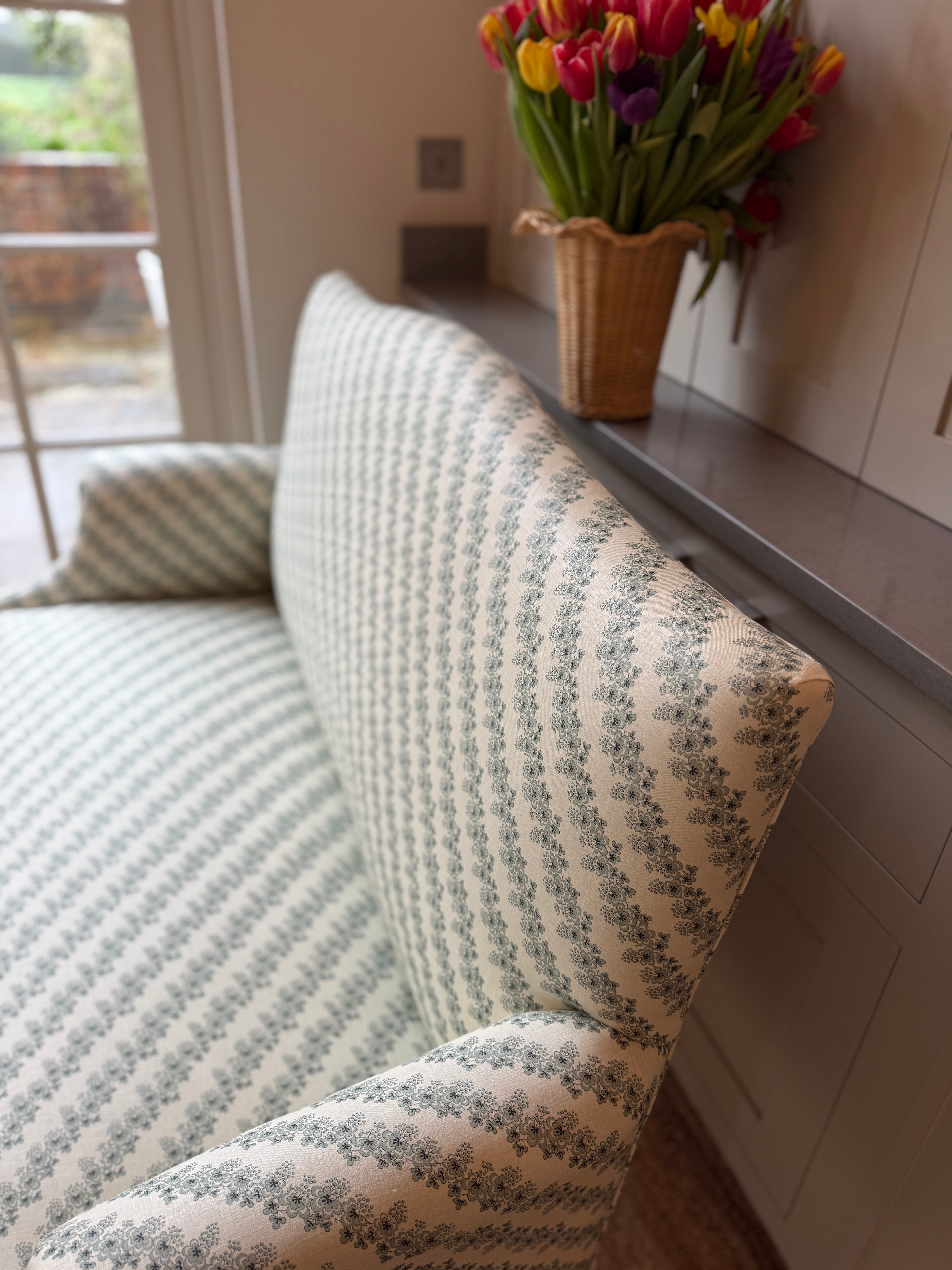 English Camel Back Sofa in Howe 36 Bourne St