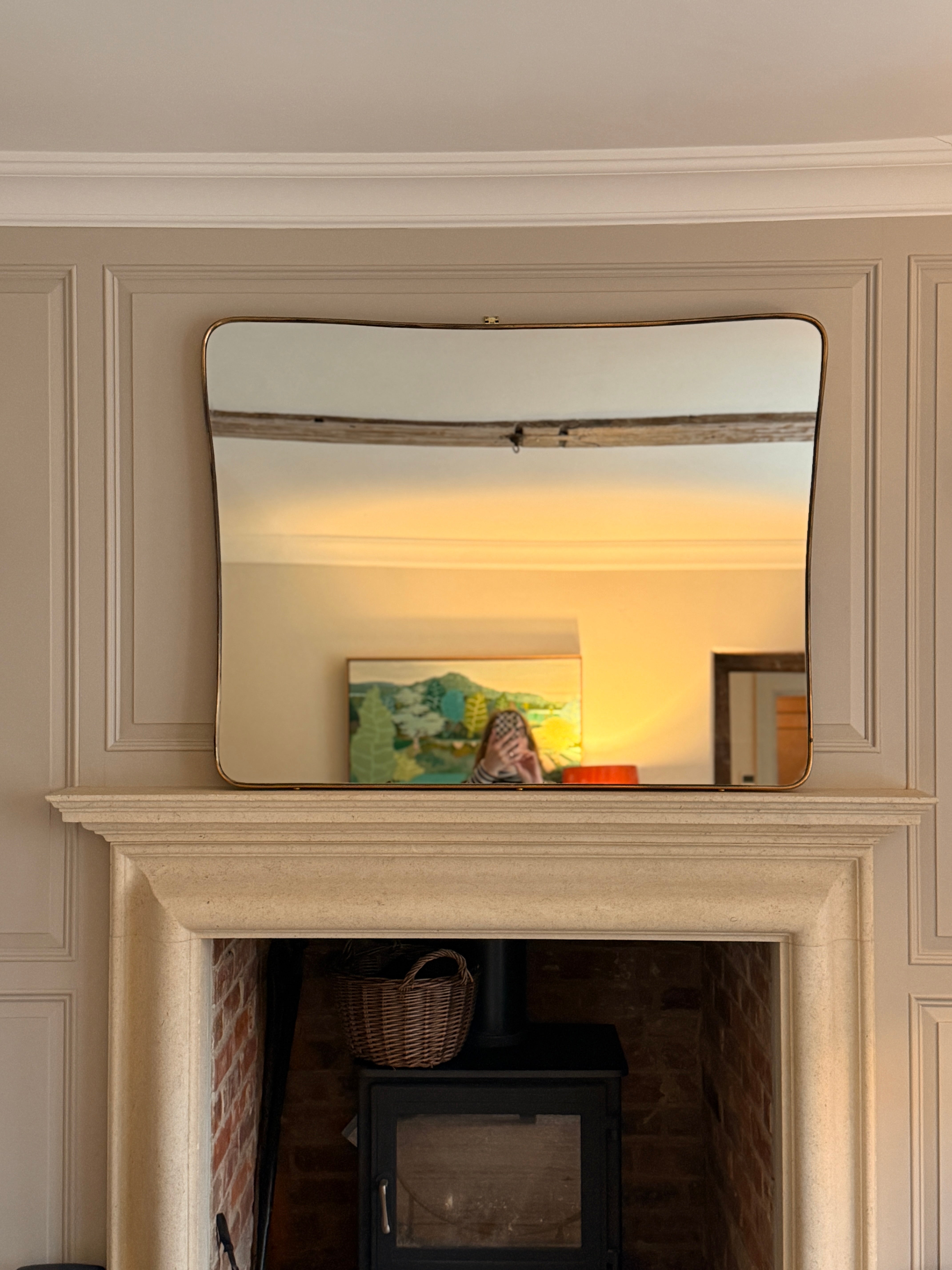 Amazing Italian 1950s Shield Mantel Mirror 111cm by 84cm