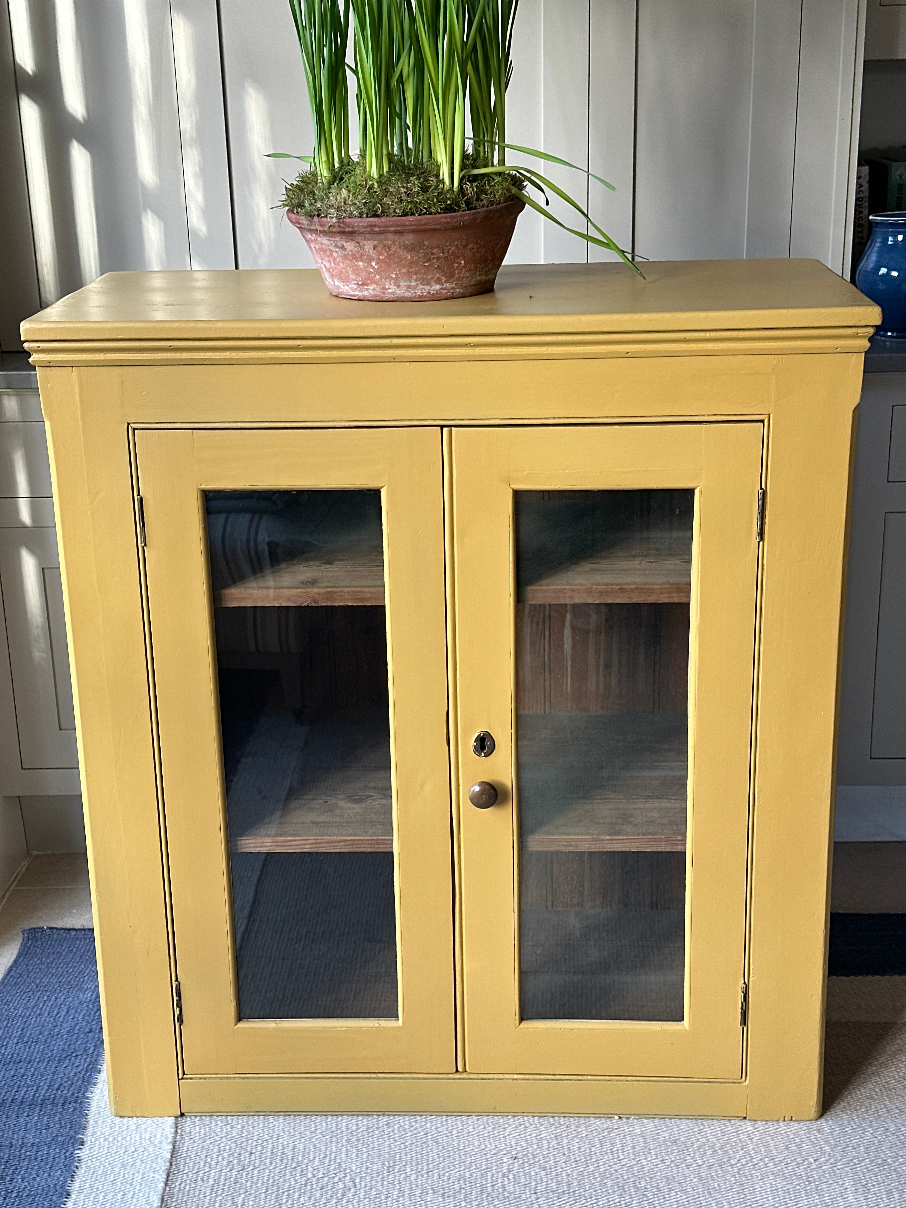 Antique Pine Glazed Cupboard in FB India Yellow