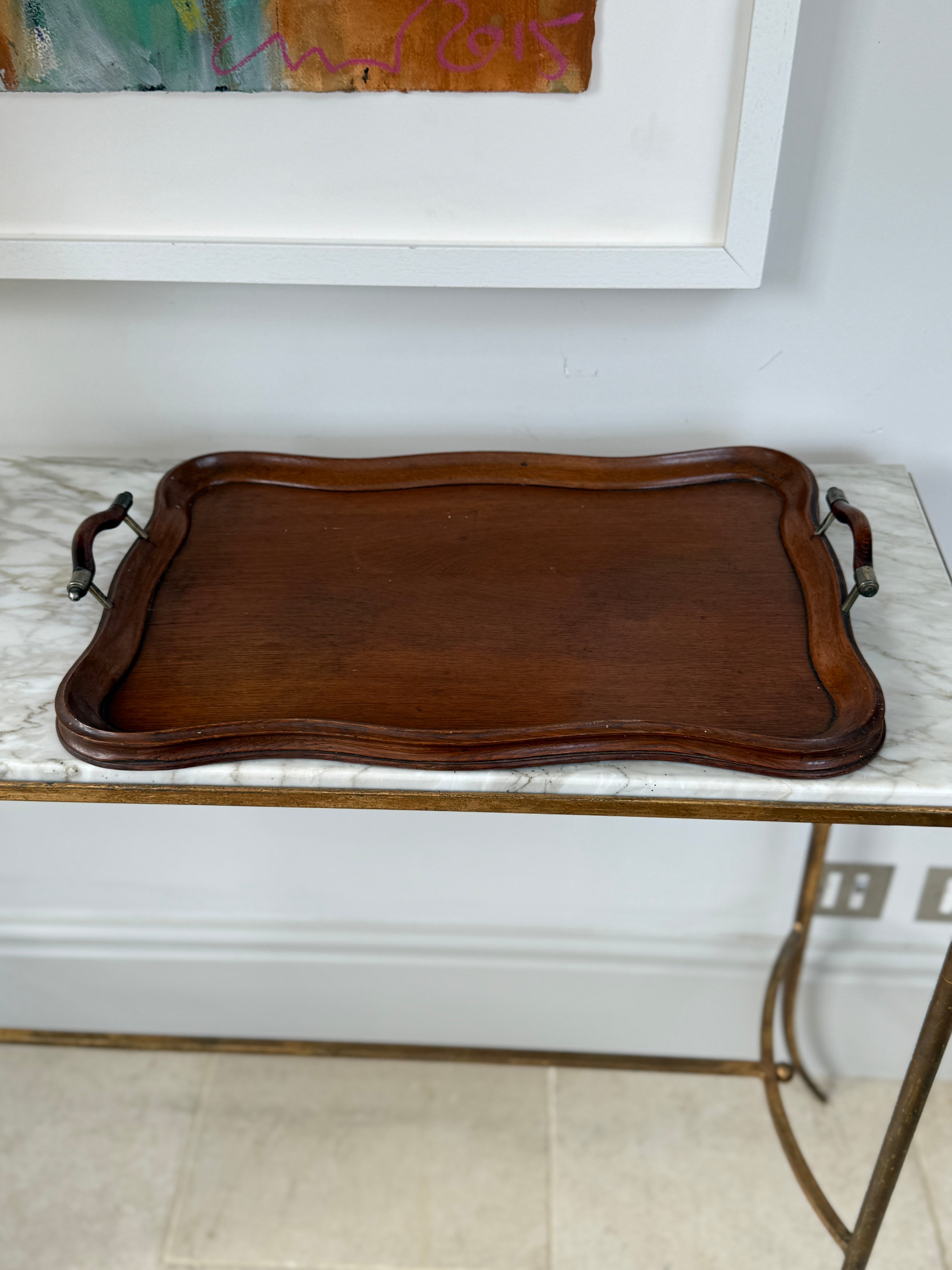 Elegant Wooden Tray with Handles