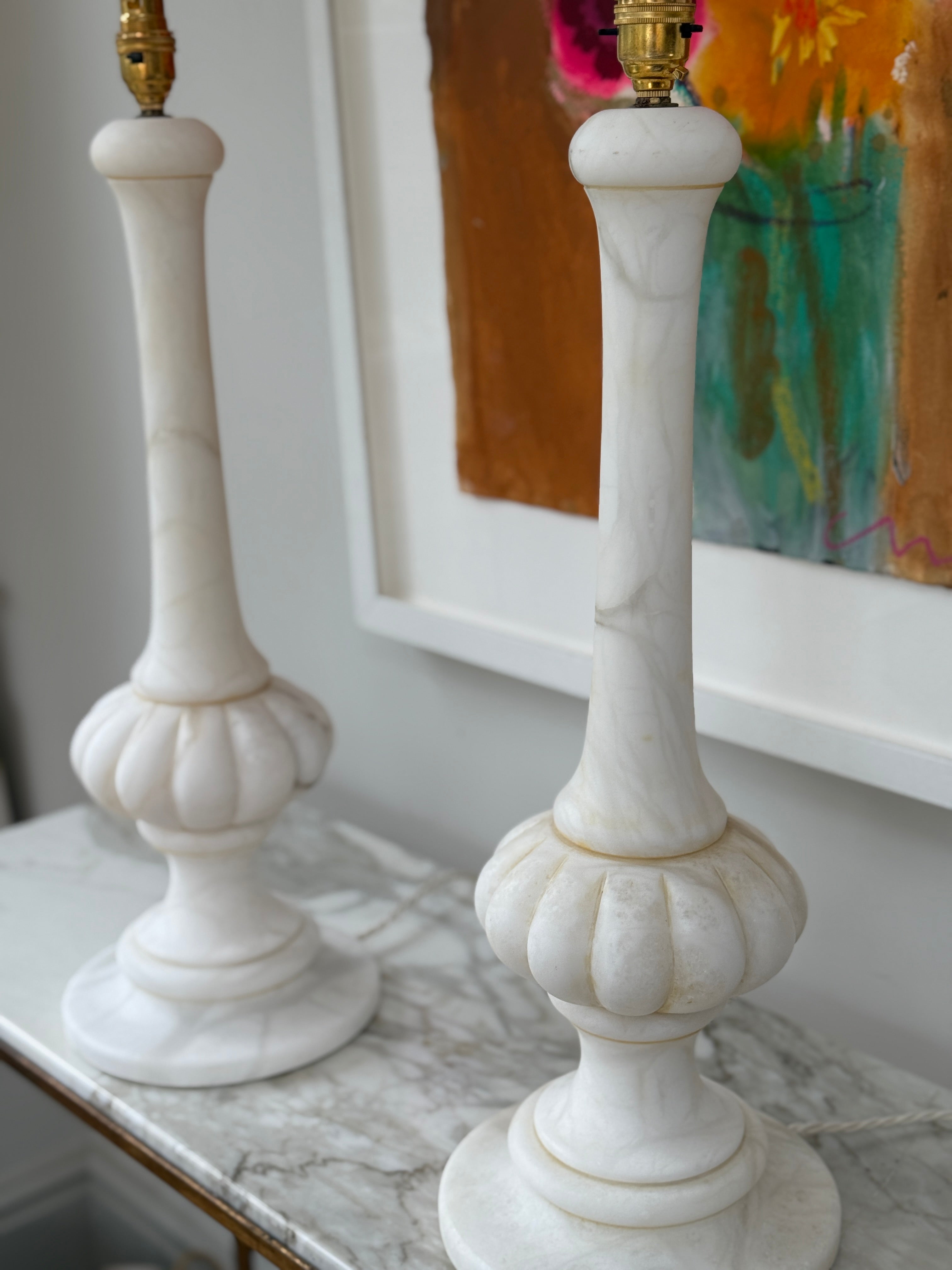 Pair of Tall Marble Table