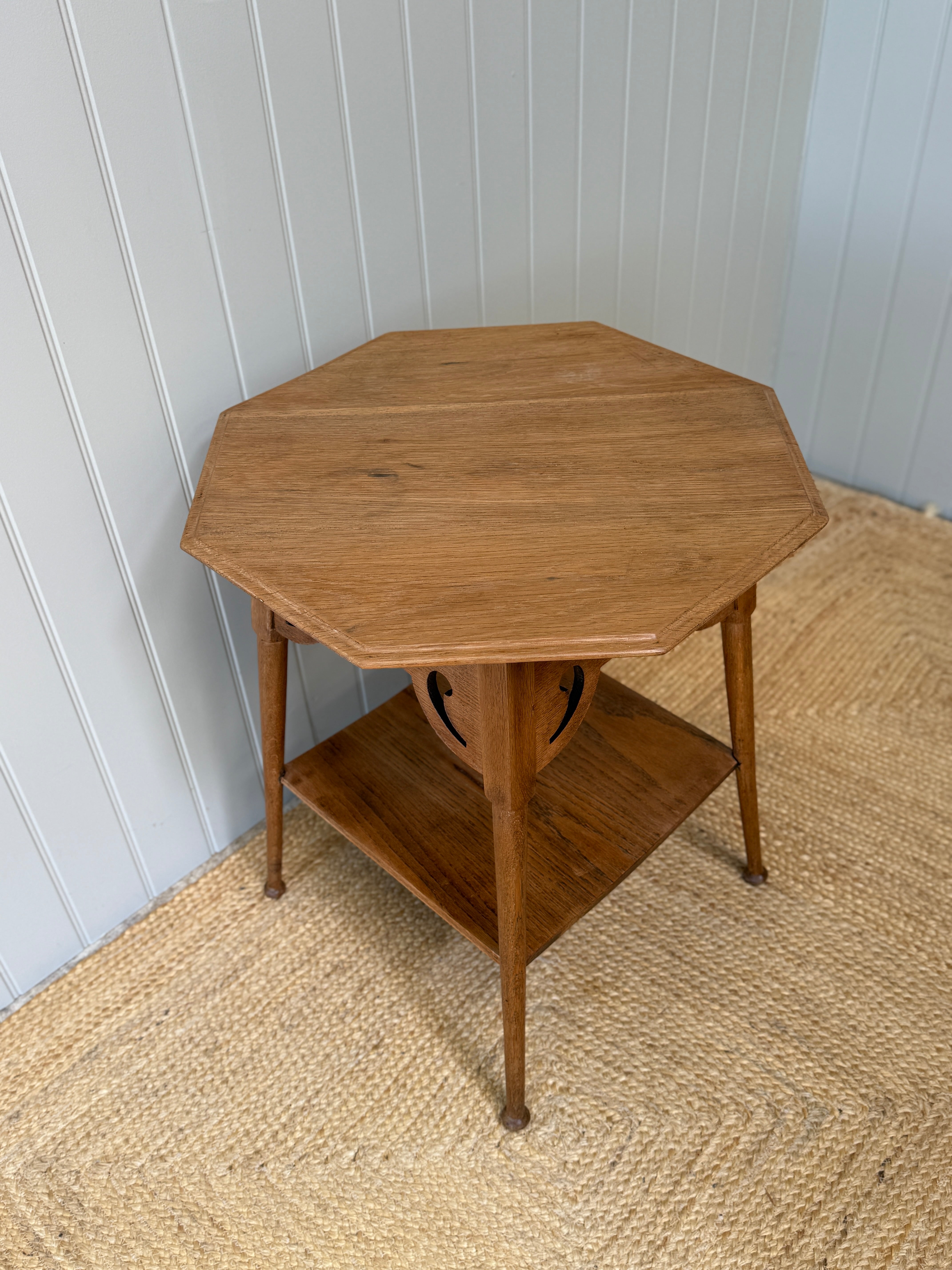 Early 20th Century Honeyed Oak Octagonal Two-Tier Occasional Table
