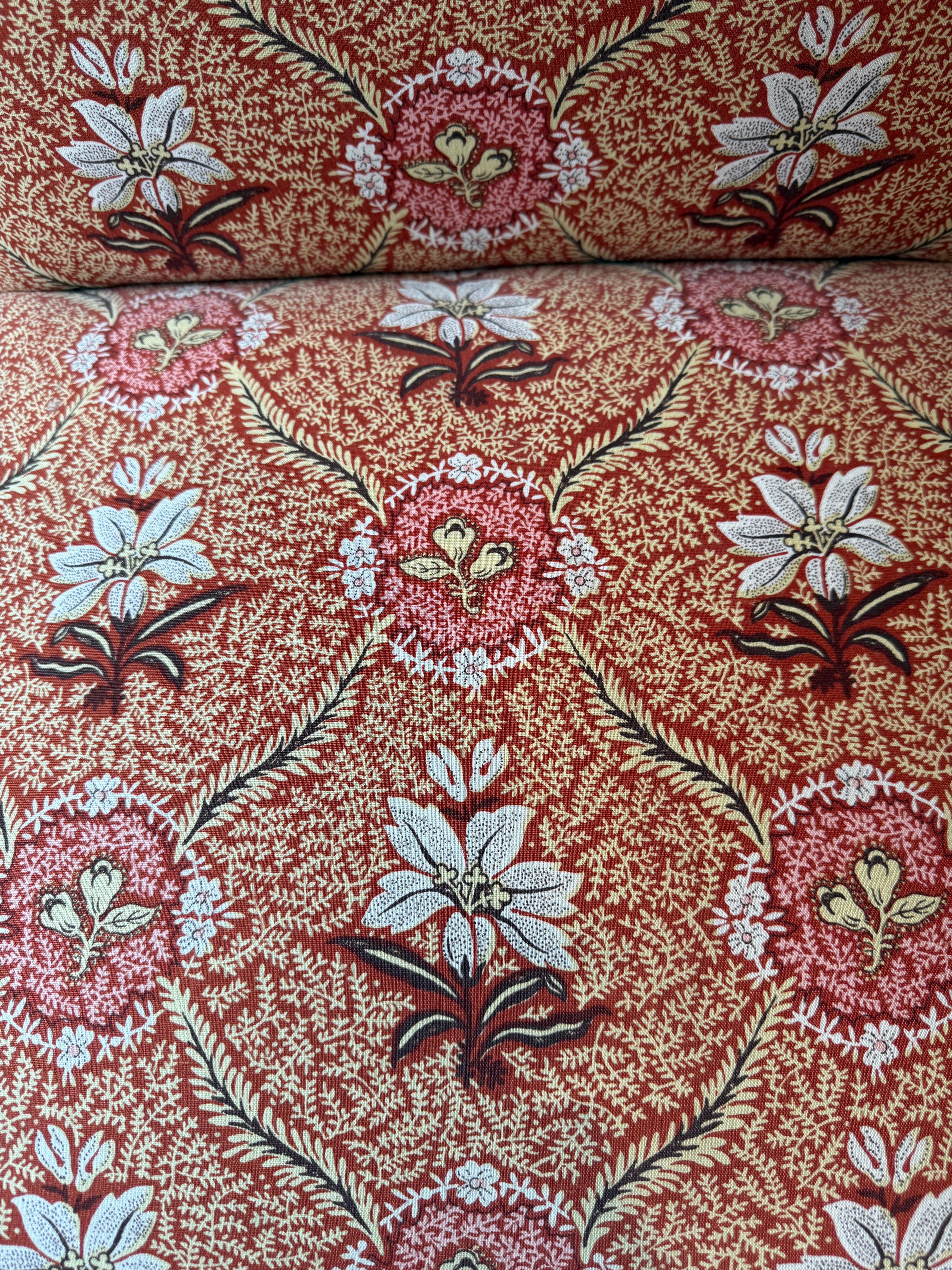 French Antique Slipper Chair with vintage floral fabric