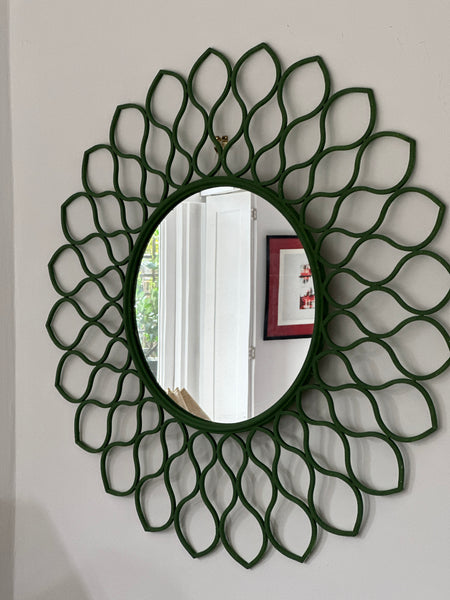 Green Painted Metal Mirror