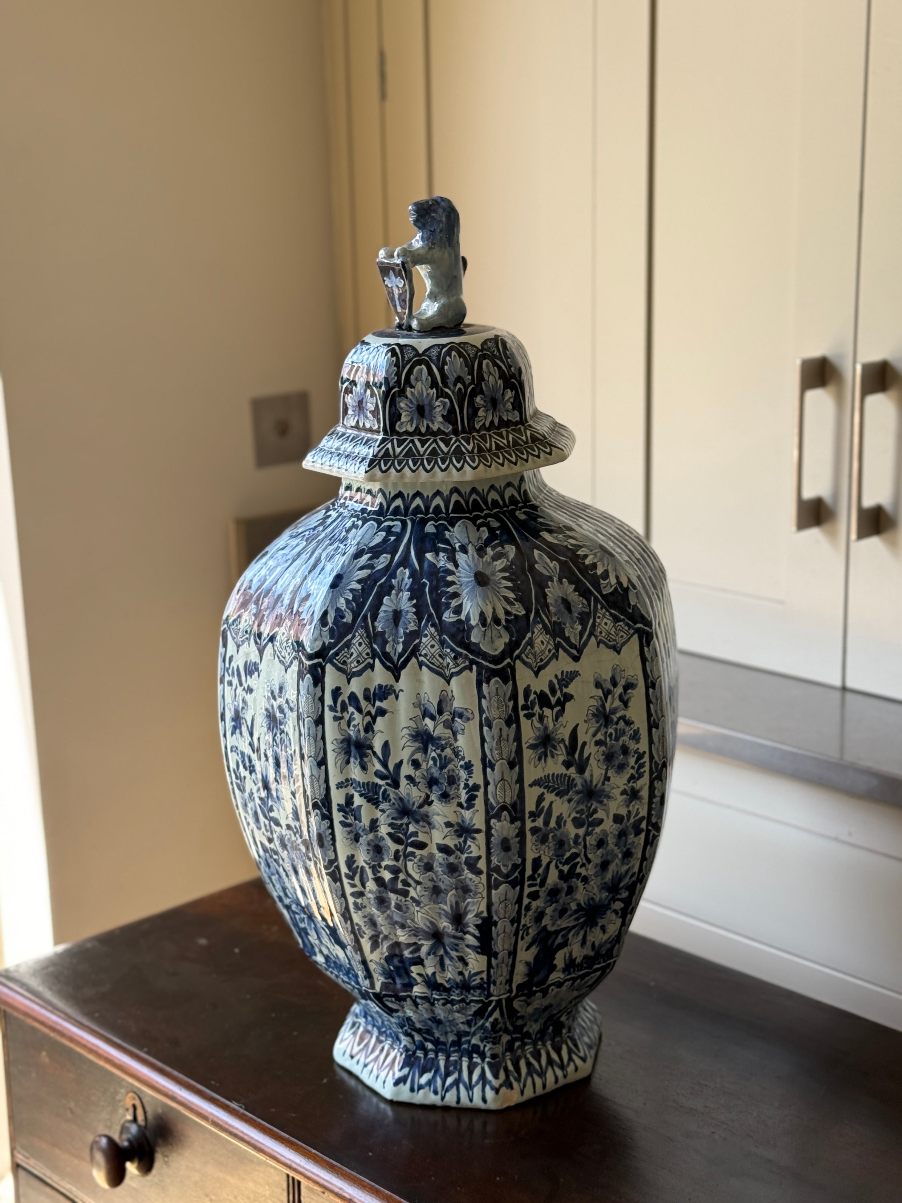Large 20th Century Dutch Delft Covered Baluster Jar”