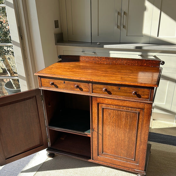 Small Mahogany Cabinet with 2 drawers and cupboard with adjustable shelves