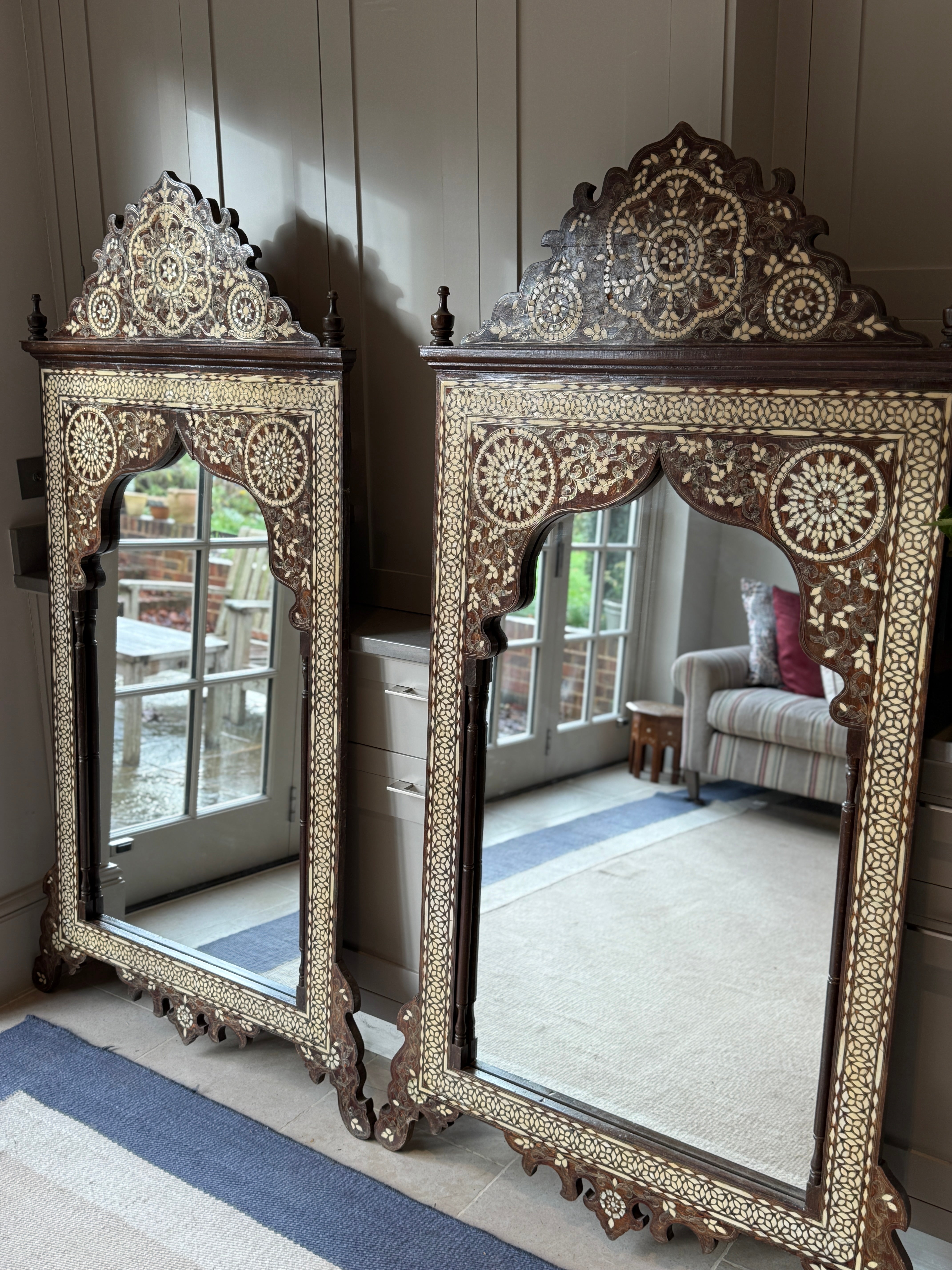 Pair of Very Large Matching Hoshiarpur Mirrors