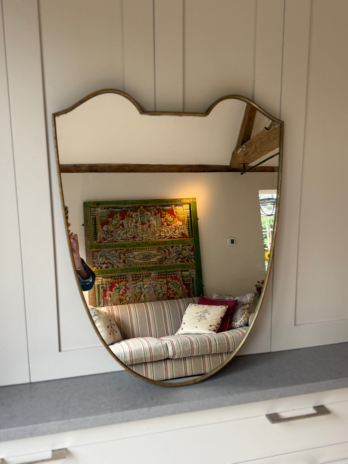 Italian Brass Shield Mirror (75x58cm)