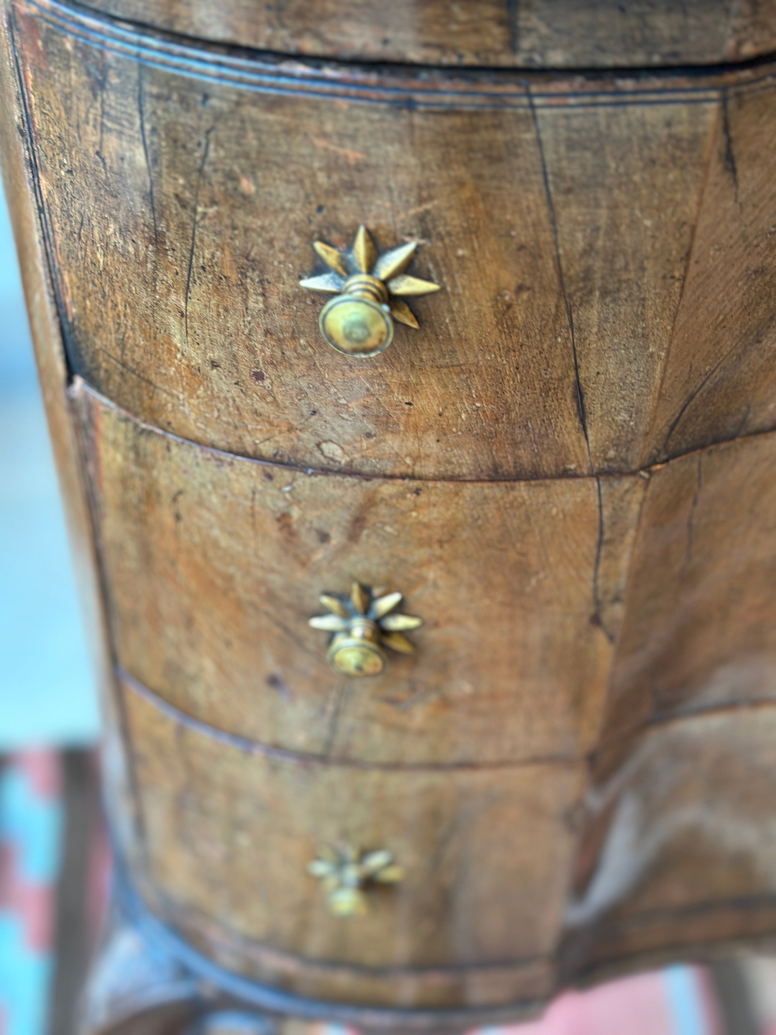 Walnut Commode with Brass Star Handles