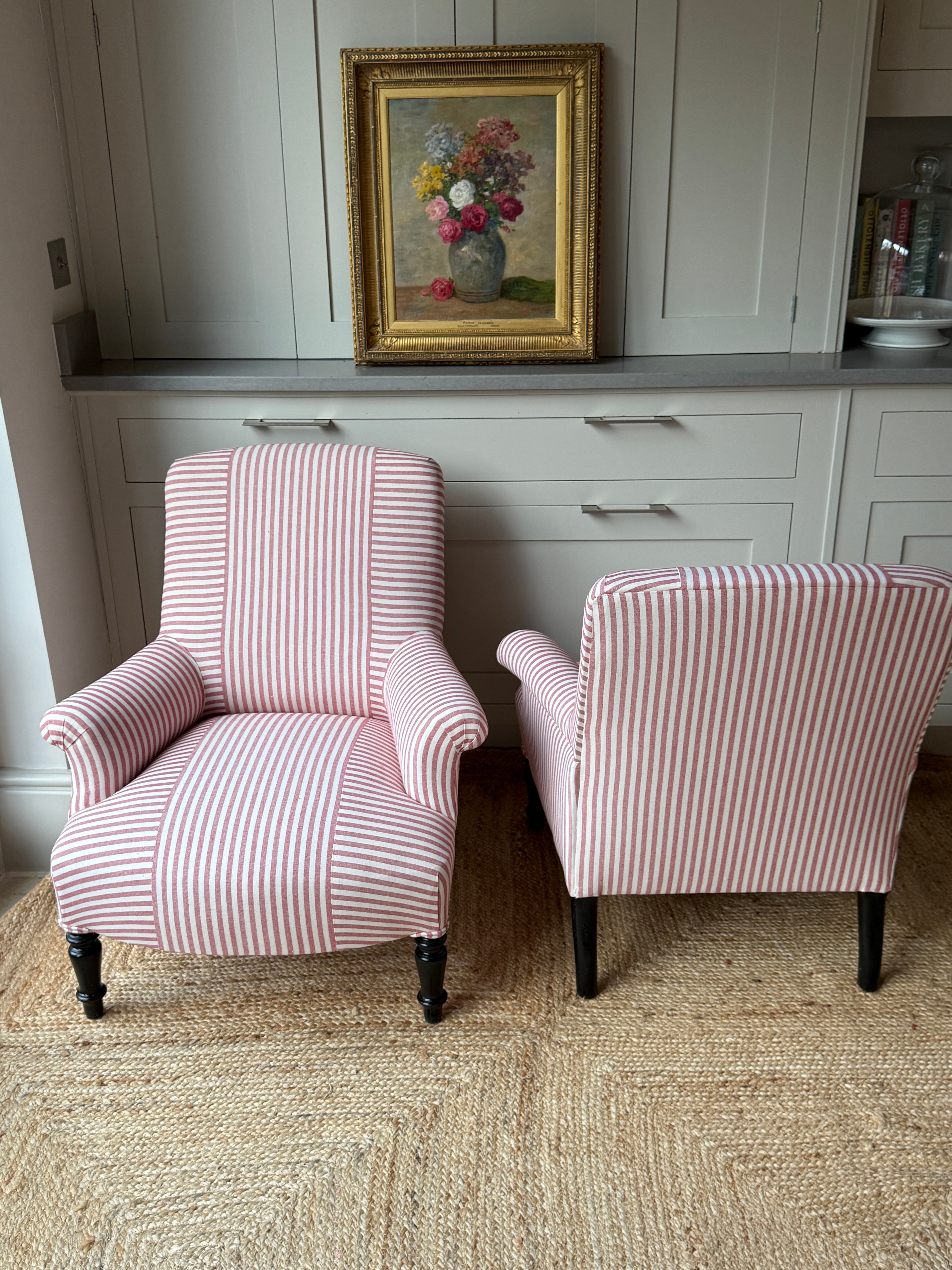Pair of Small Squareback in Red Ticking