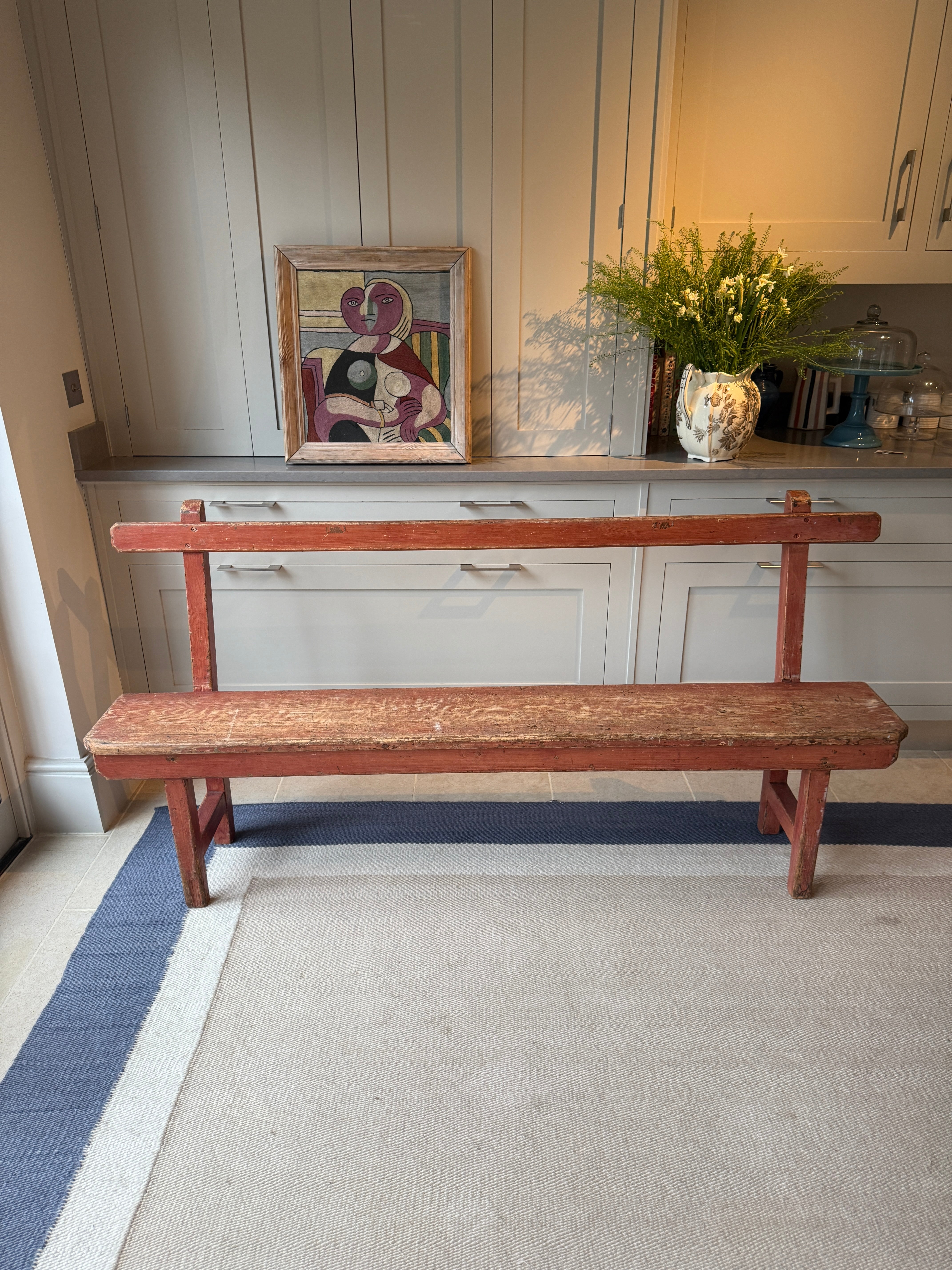 Rustic Red Painted Bench