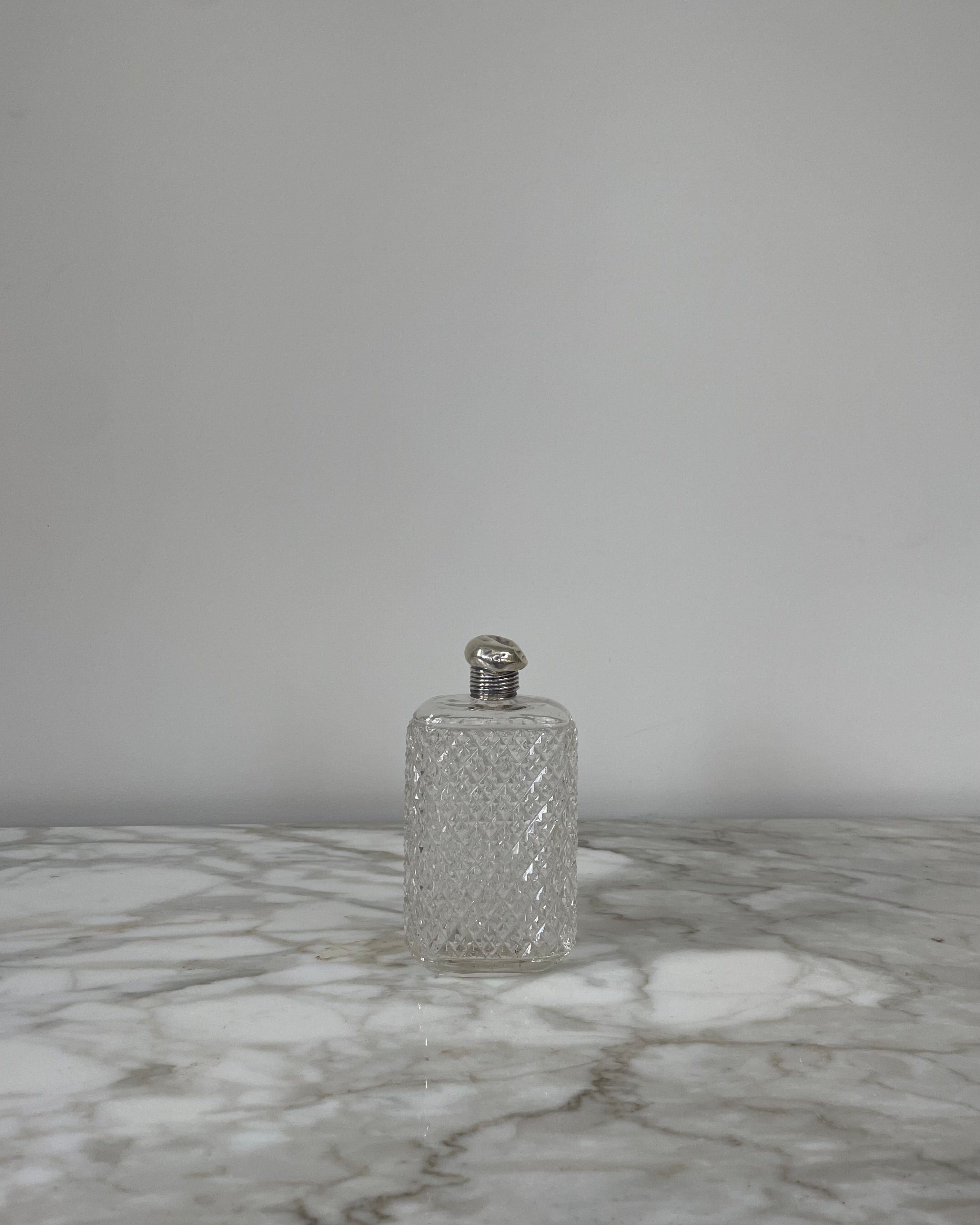 Crystal Flask with Silver Top