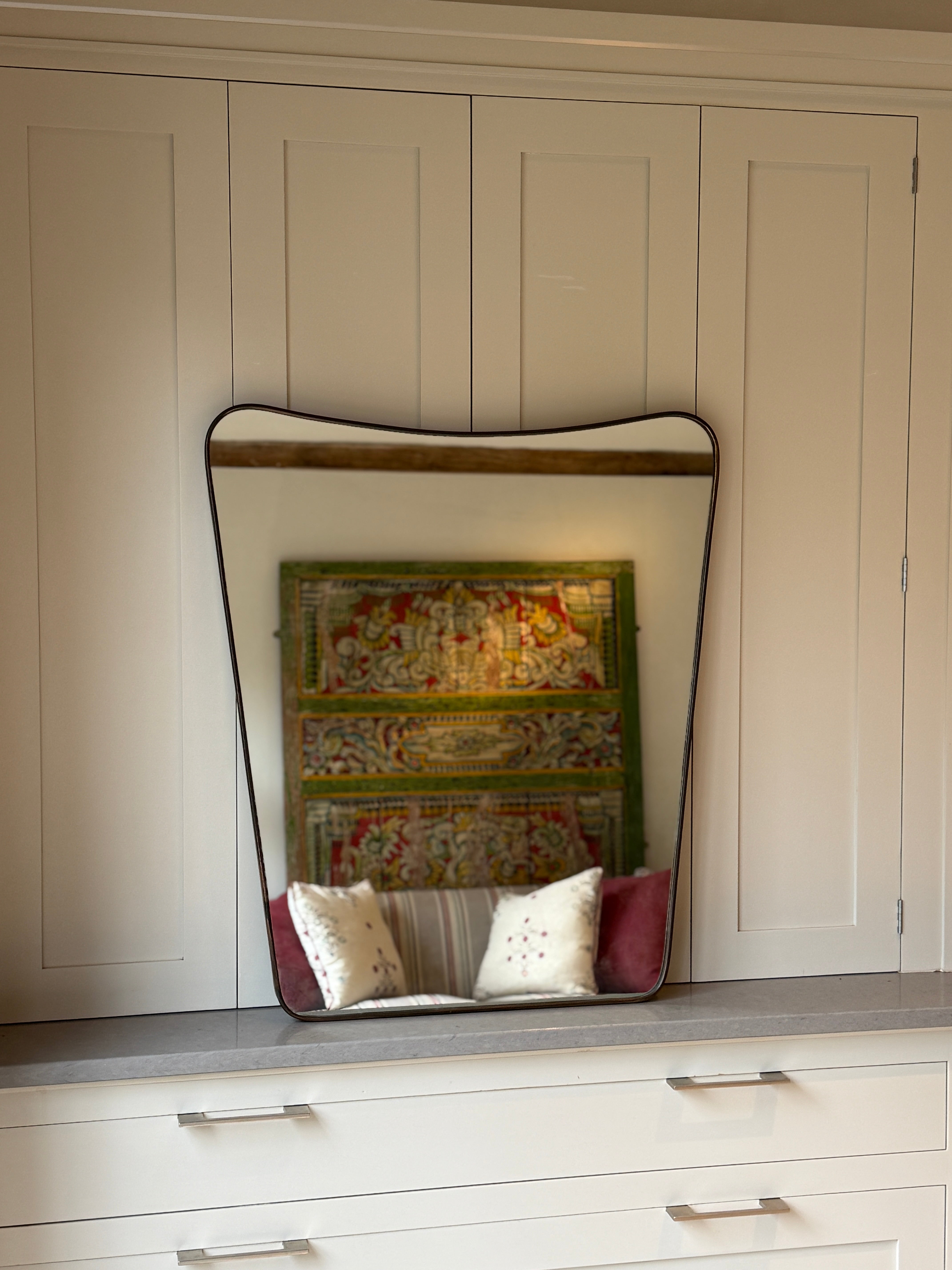 Large Italian Brass Shield Mirror