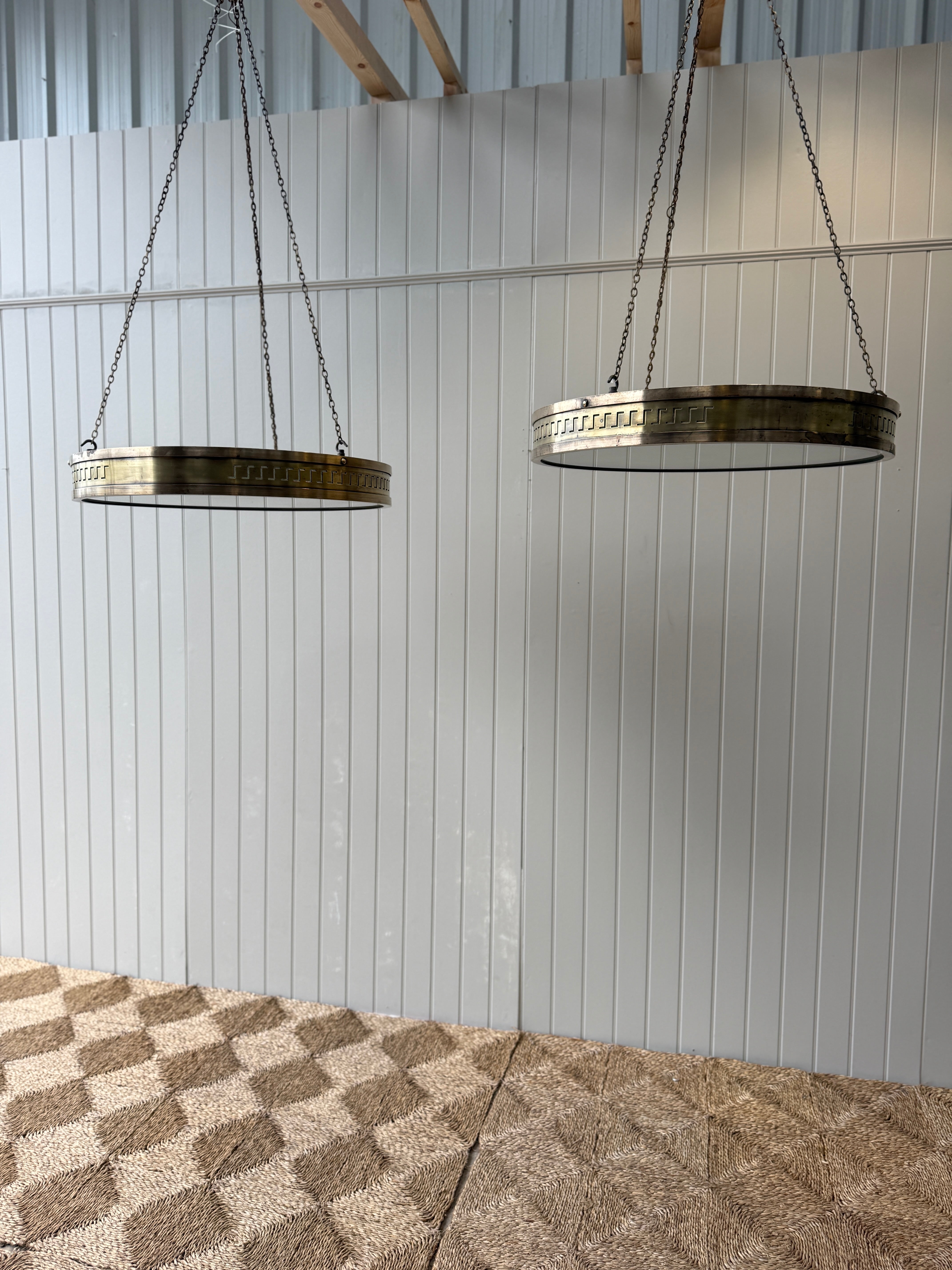 Pair of Brass Plafonniers from the Lewis Building in Liverpool