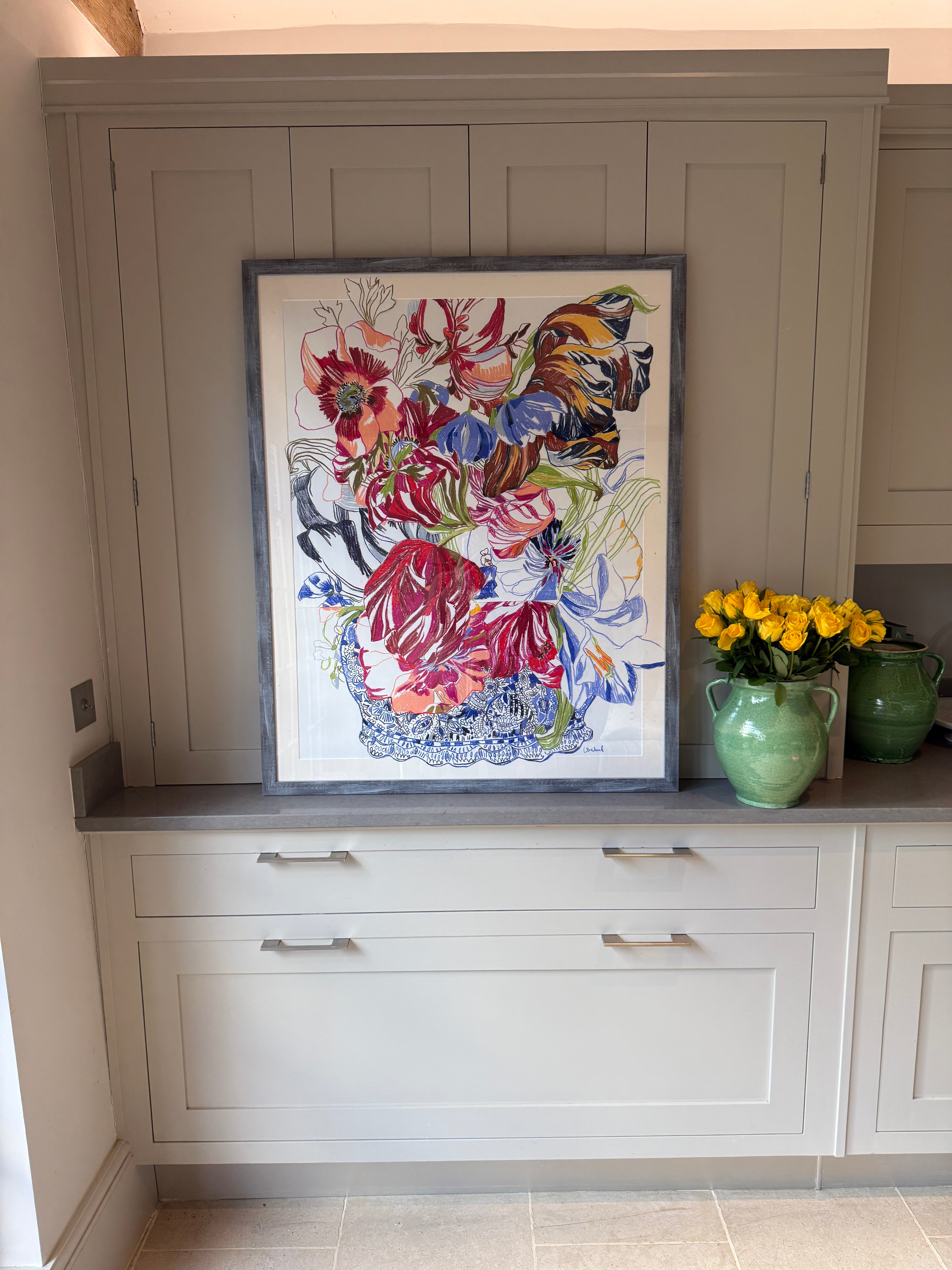 Large Framed Isabel Fishlock - Tulips in Delft
