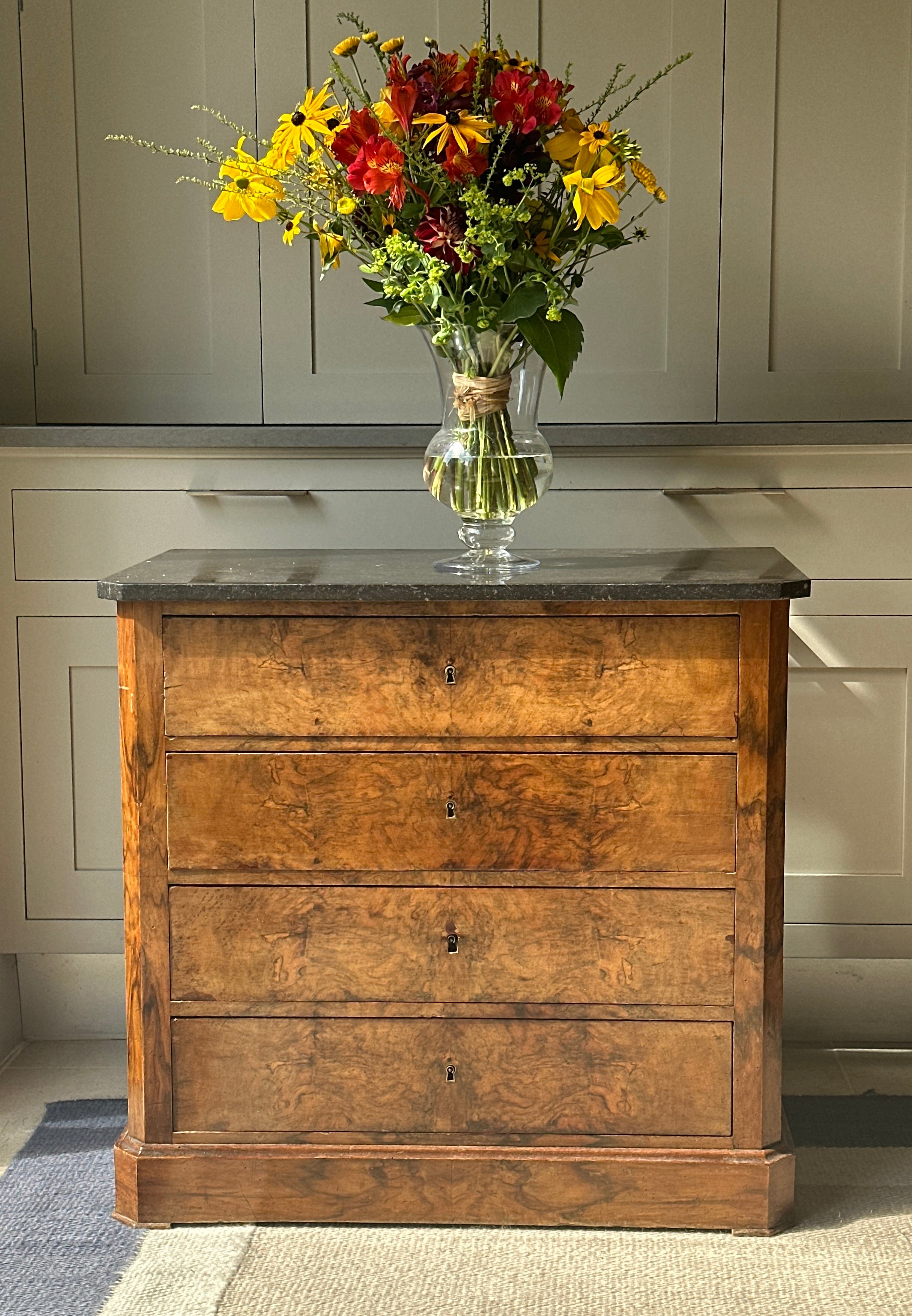 Small French Bedside Commode with marble top