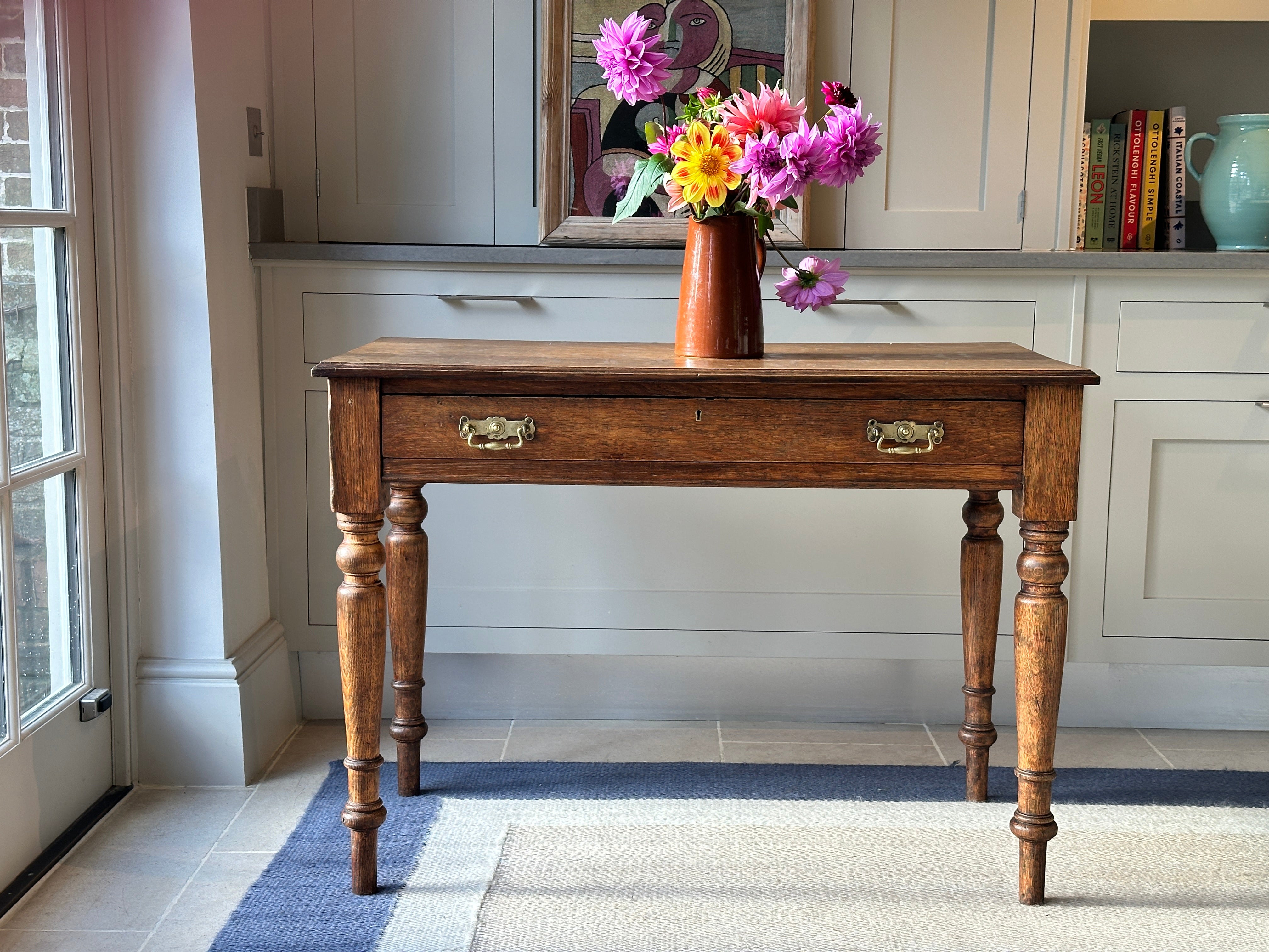 Solid Oak Desk with Single Drawer