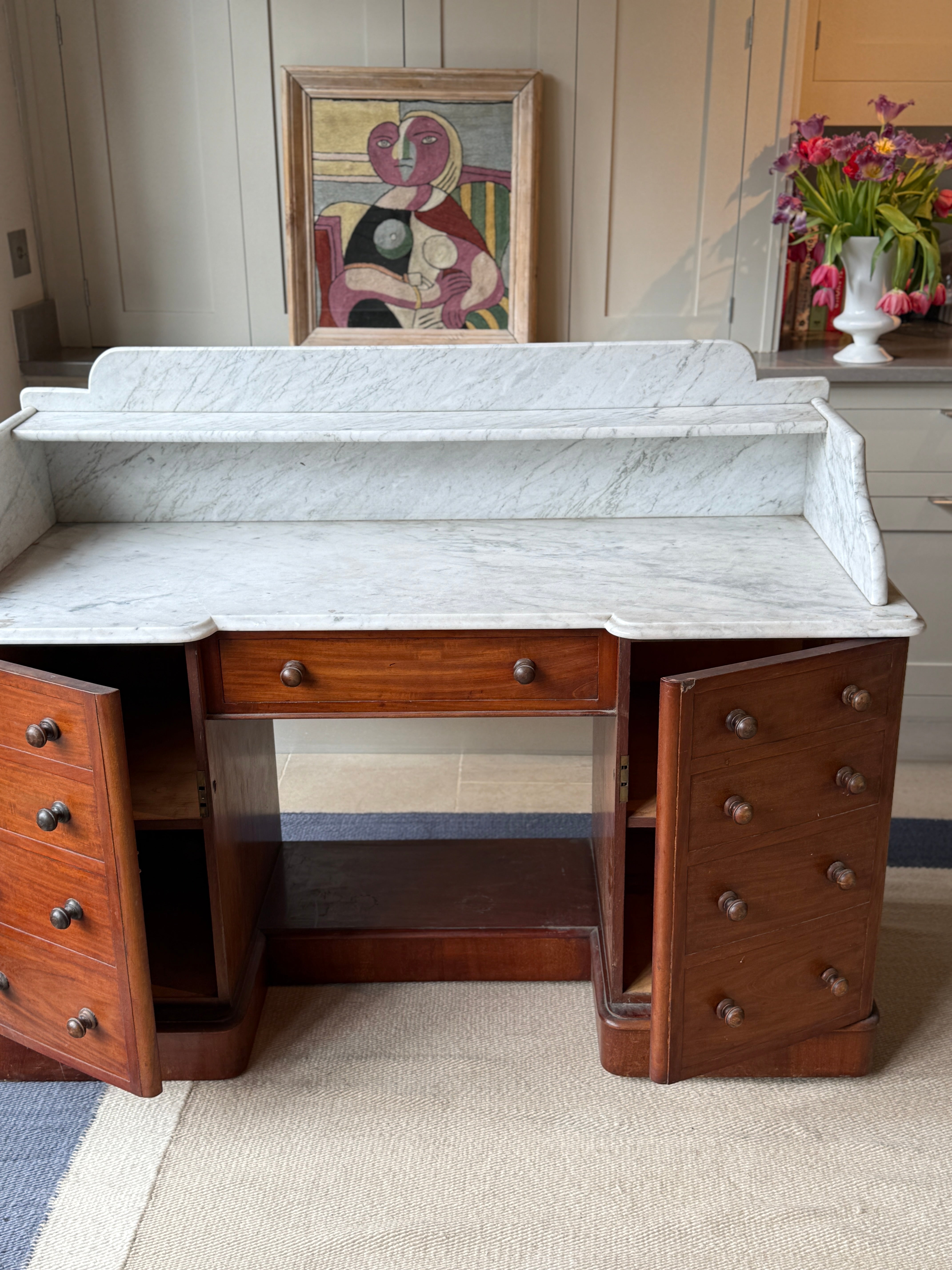 19th Century Washstand with Galleried Marble Top