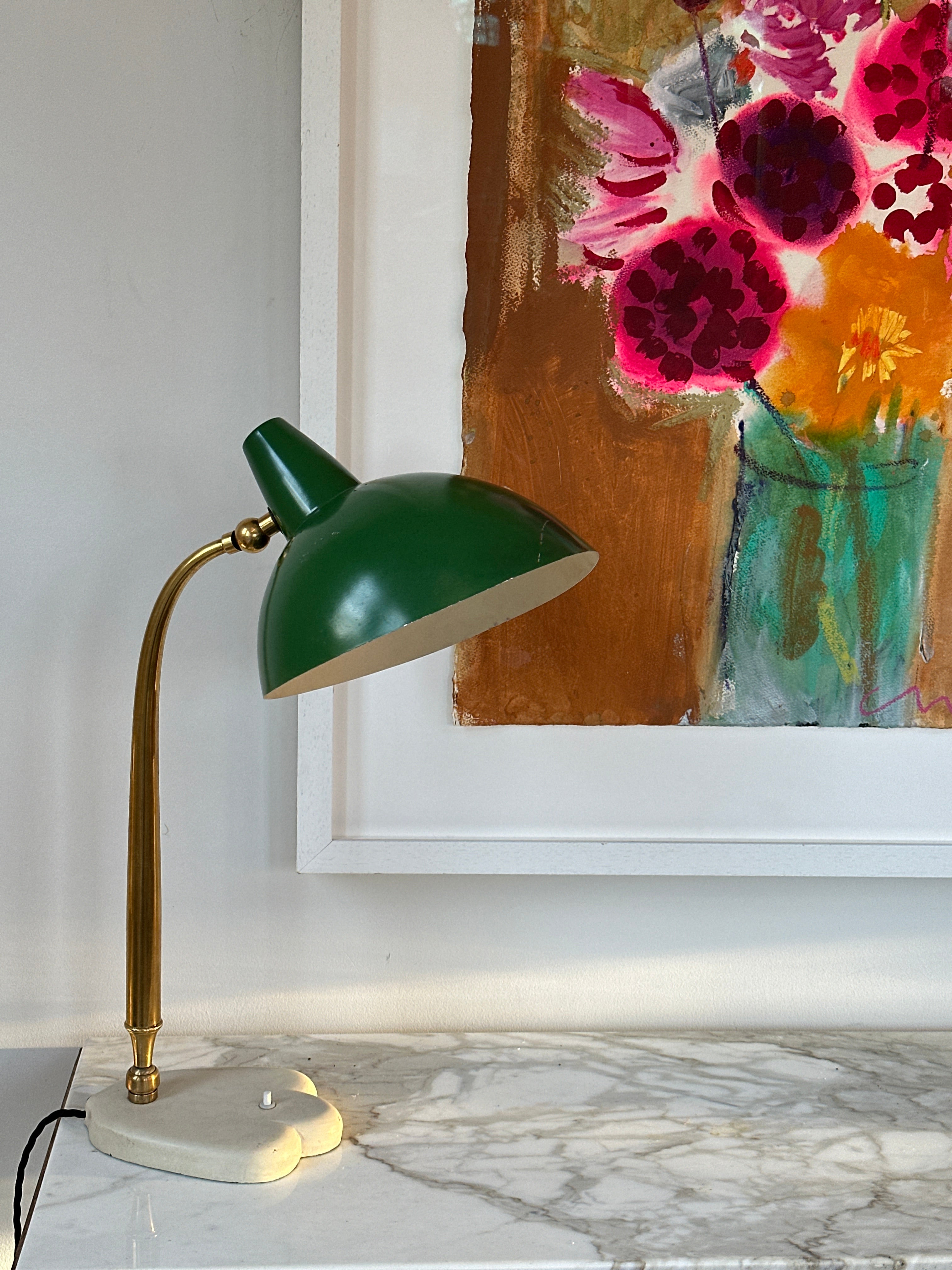 DF- Green 1950s Desk Lamp by Stilnovo