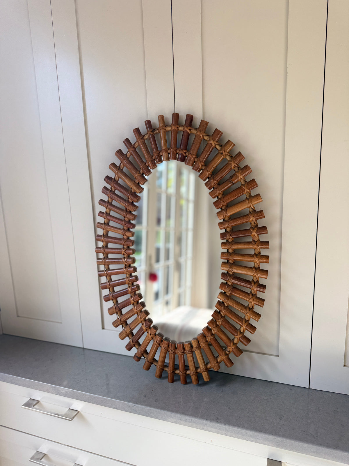 Italian Oval Rattan Mirror (69 by 47)