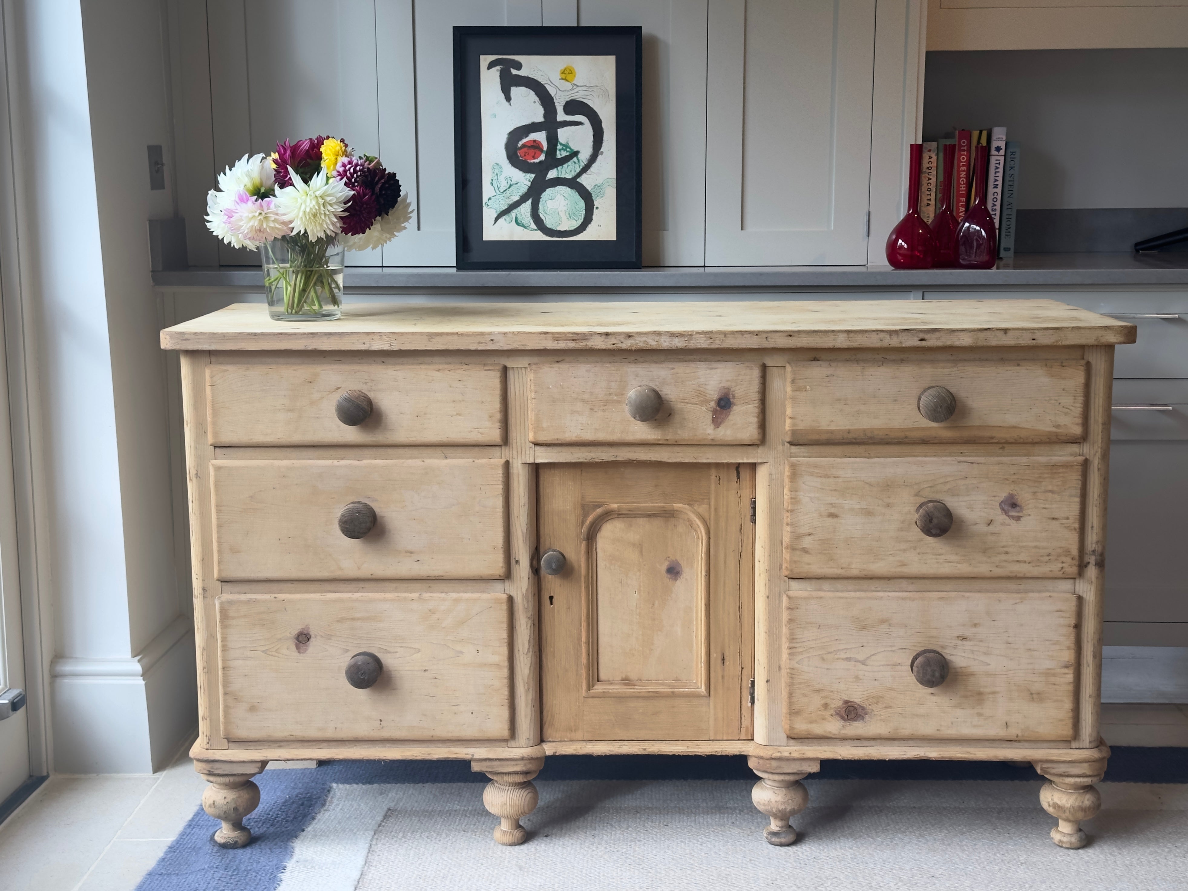 Large Attractive Antique Pine Dresser Base