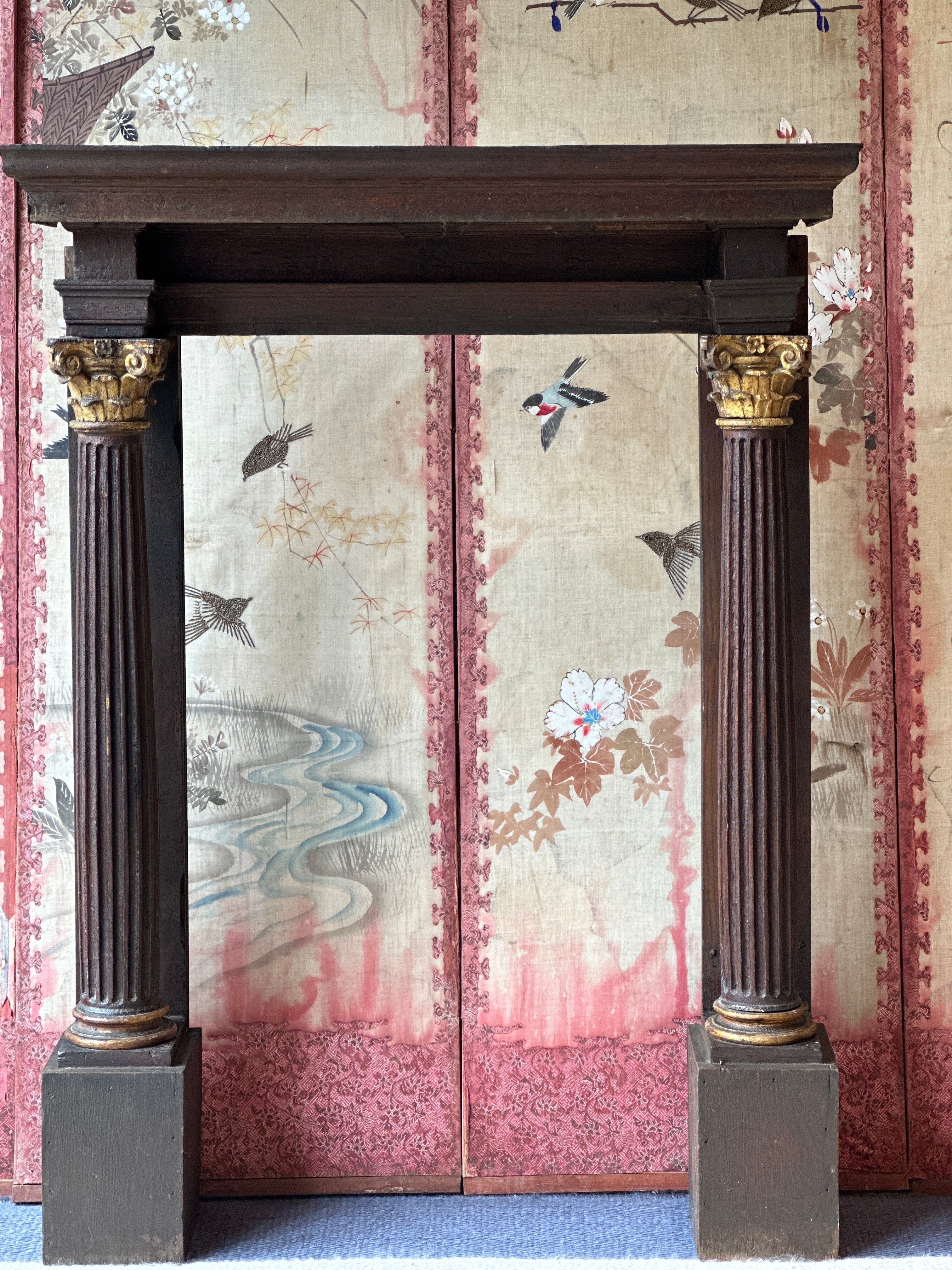 Small Antique Wooden Fire Surround with Corinthian Columns