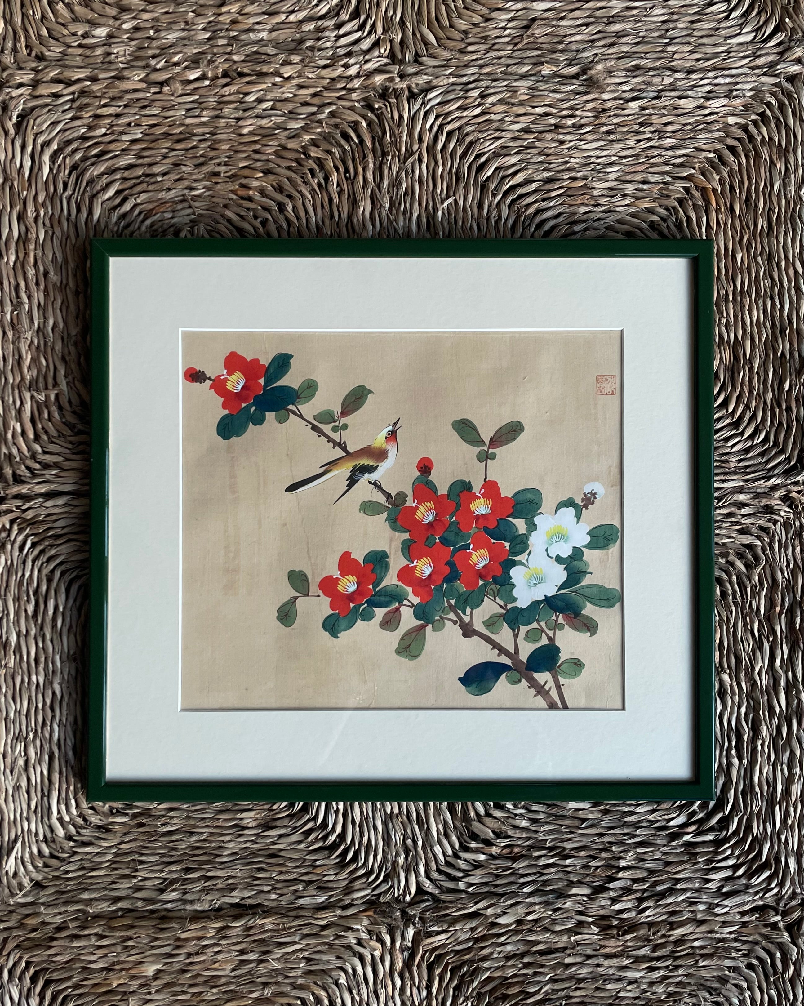 Framed Japanese Silk Print - 20th Century