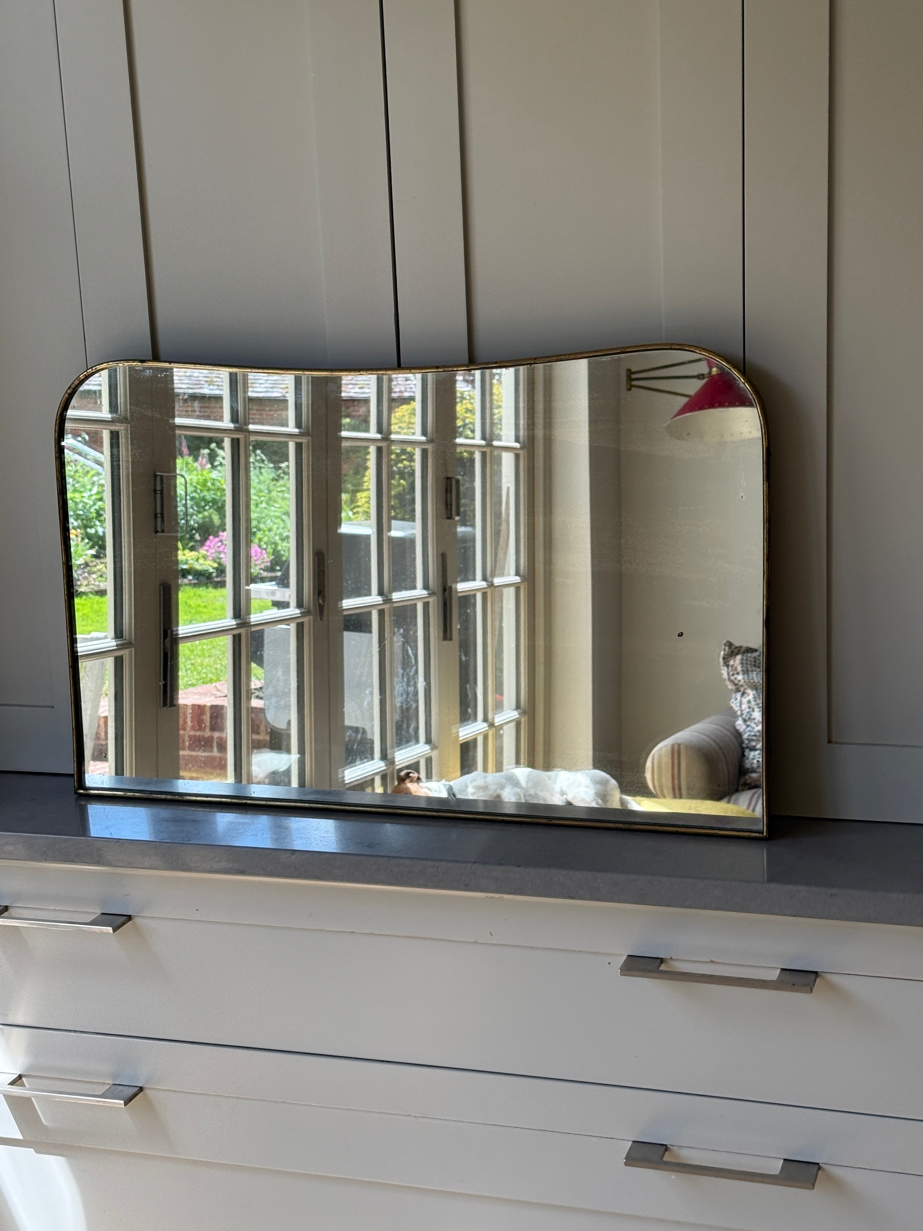 Small Italian Brass Mantel Mirror(45 x 73cm)