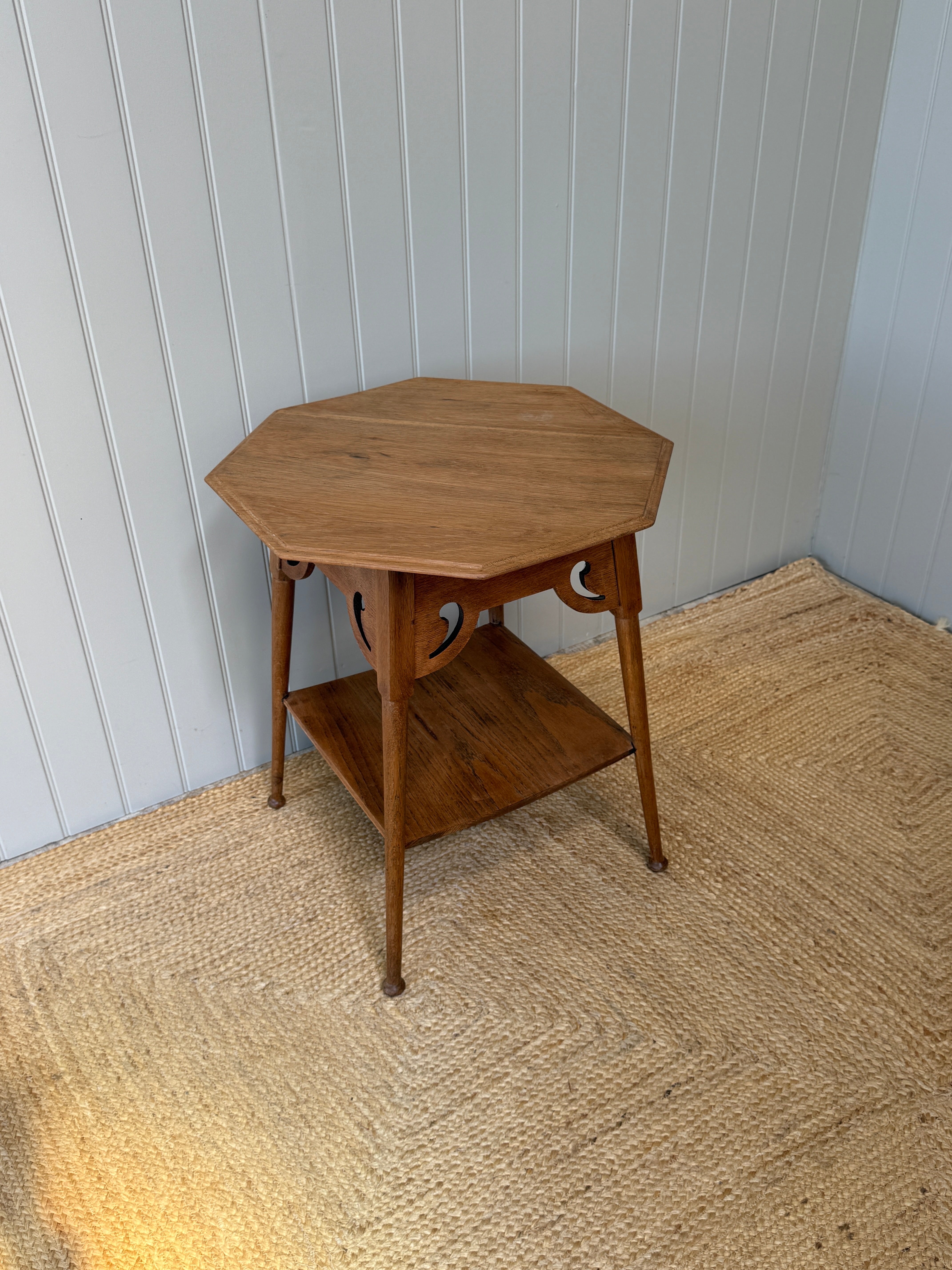 Early 20th Century Honeyed Oak Octagonal Two-Tier Occasional Table
