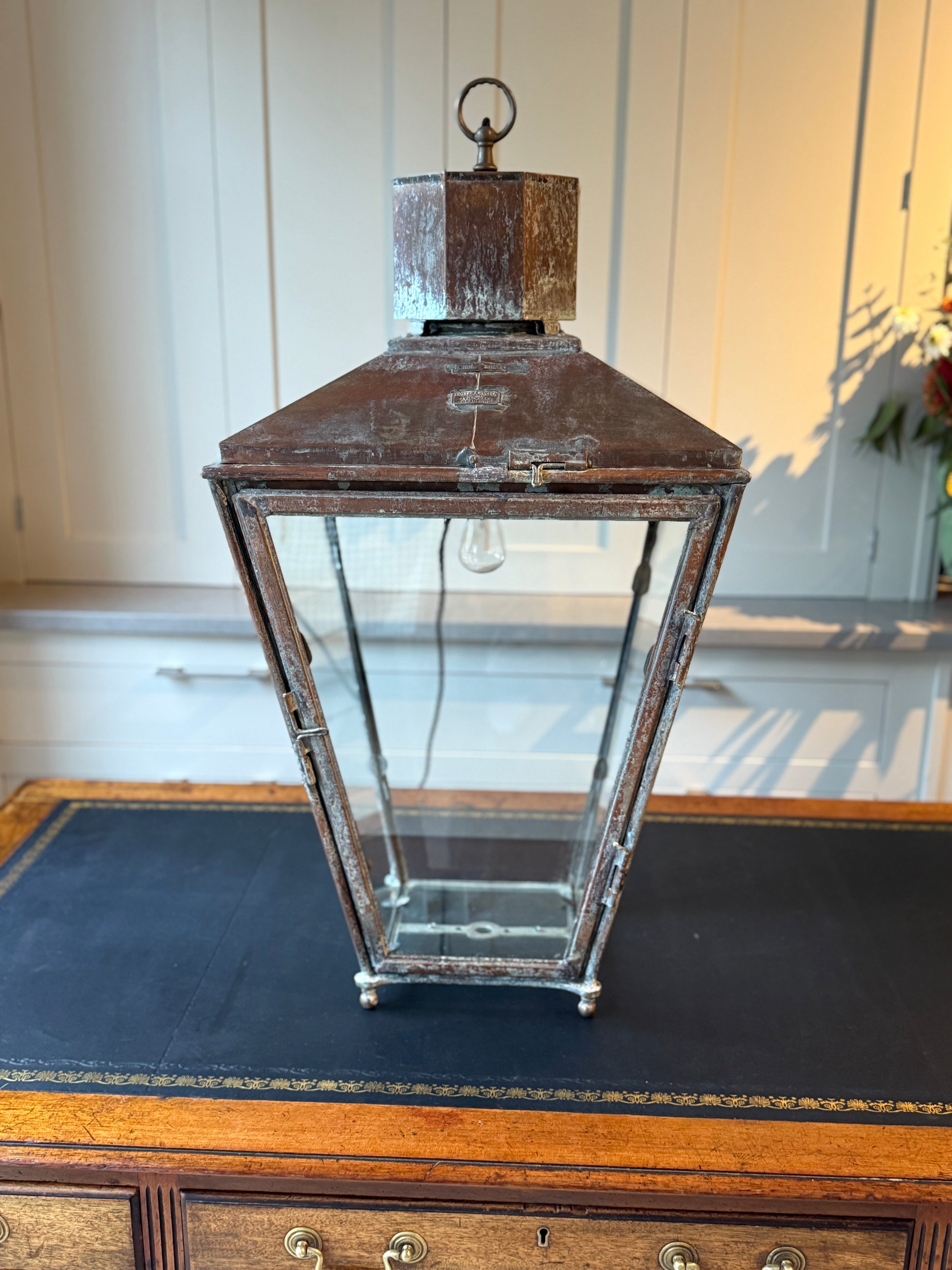 Large Antique Lantern by Foster & Pullen (Bradford) restored and rewired