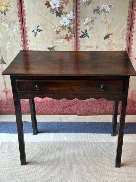 18th Century Oak and Elm Table with lovely carved apron