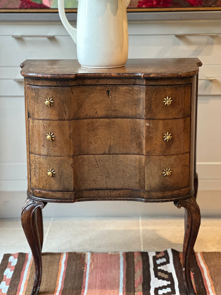Walnut Commode with Brass Star Handles