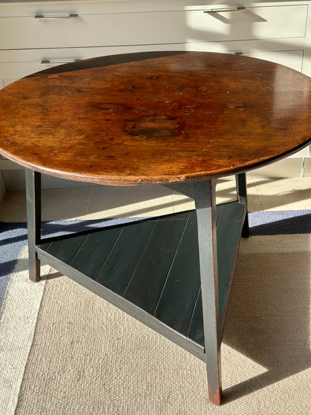 Large Painted Pine Cricket Table with A Stunning Mahogany Top