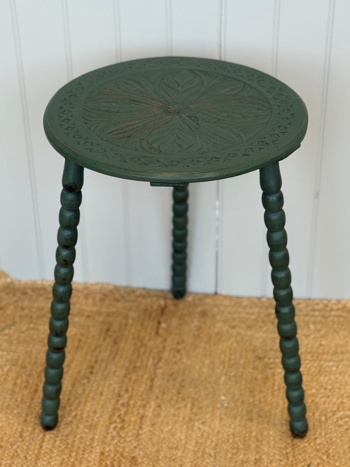 Early 20th Century Green Bobbin Table