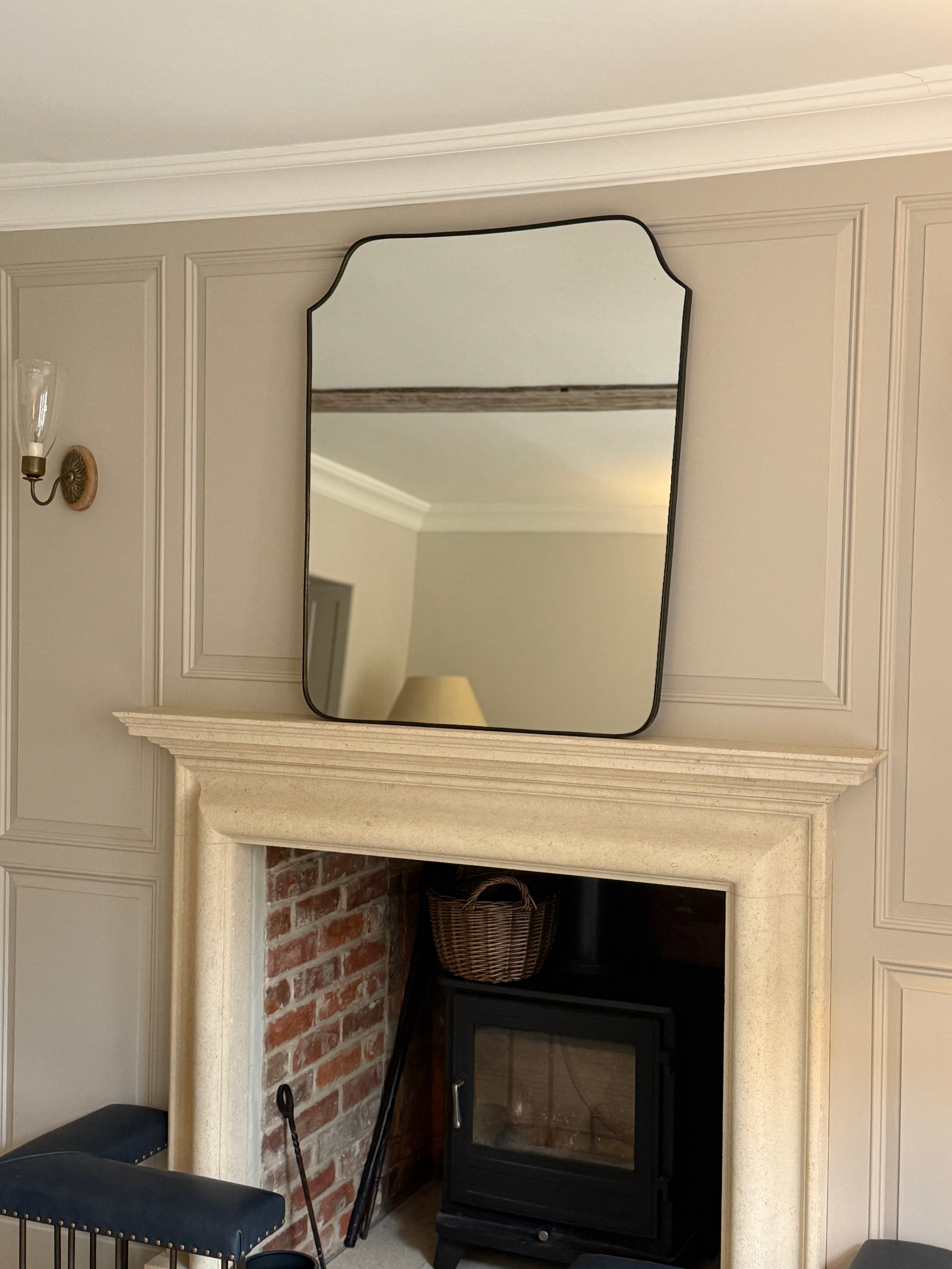 Large Italian Brass Shield Mirror