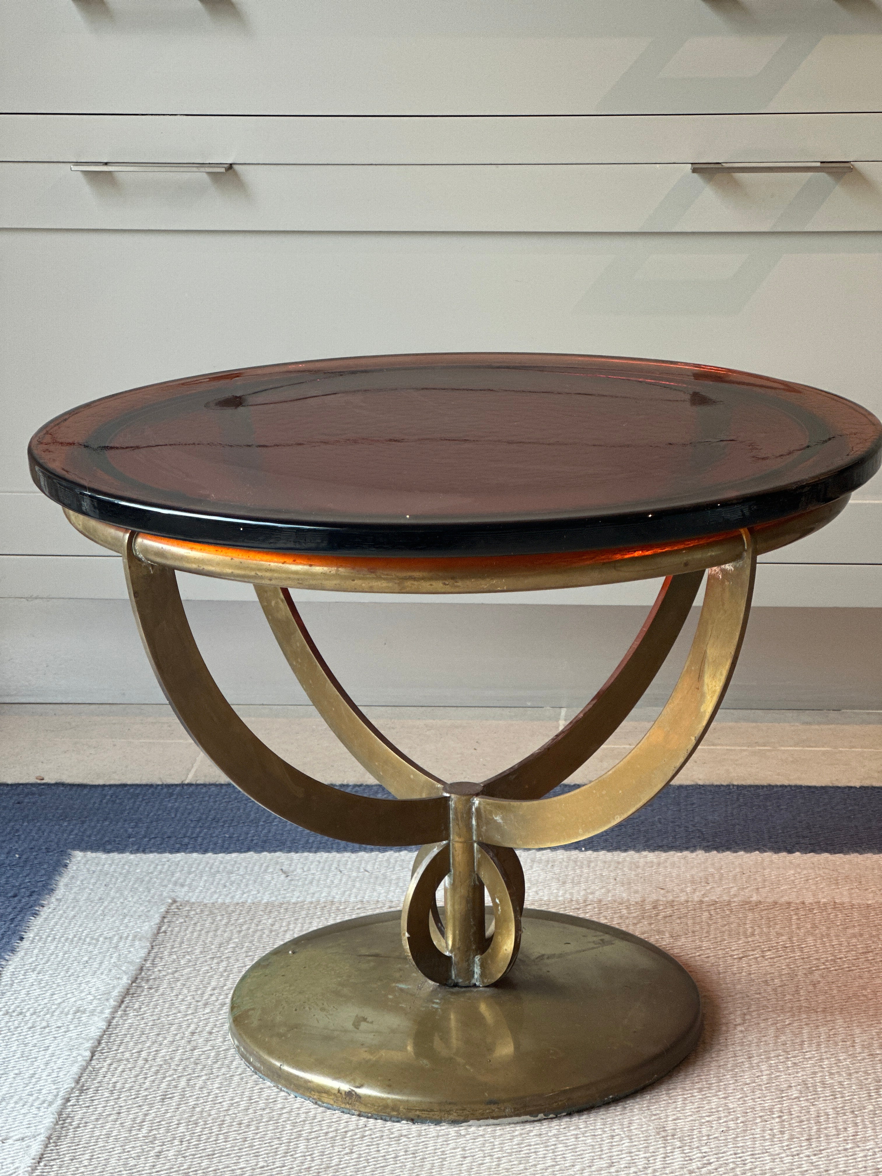 Amazing 50s Italian Glass and Brass Table