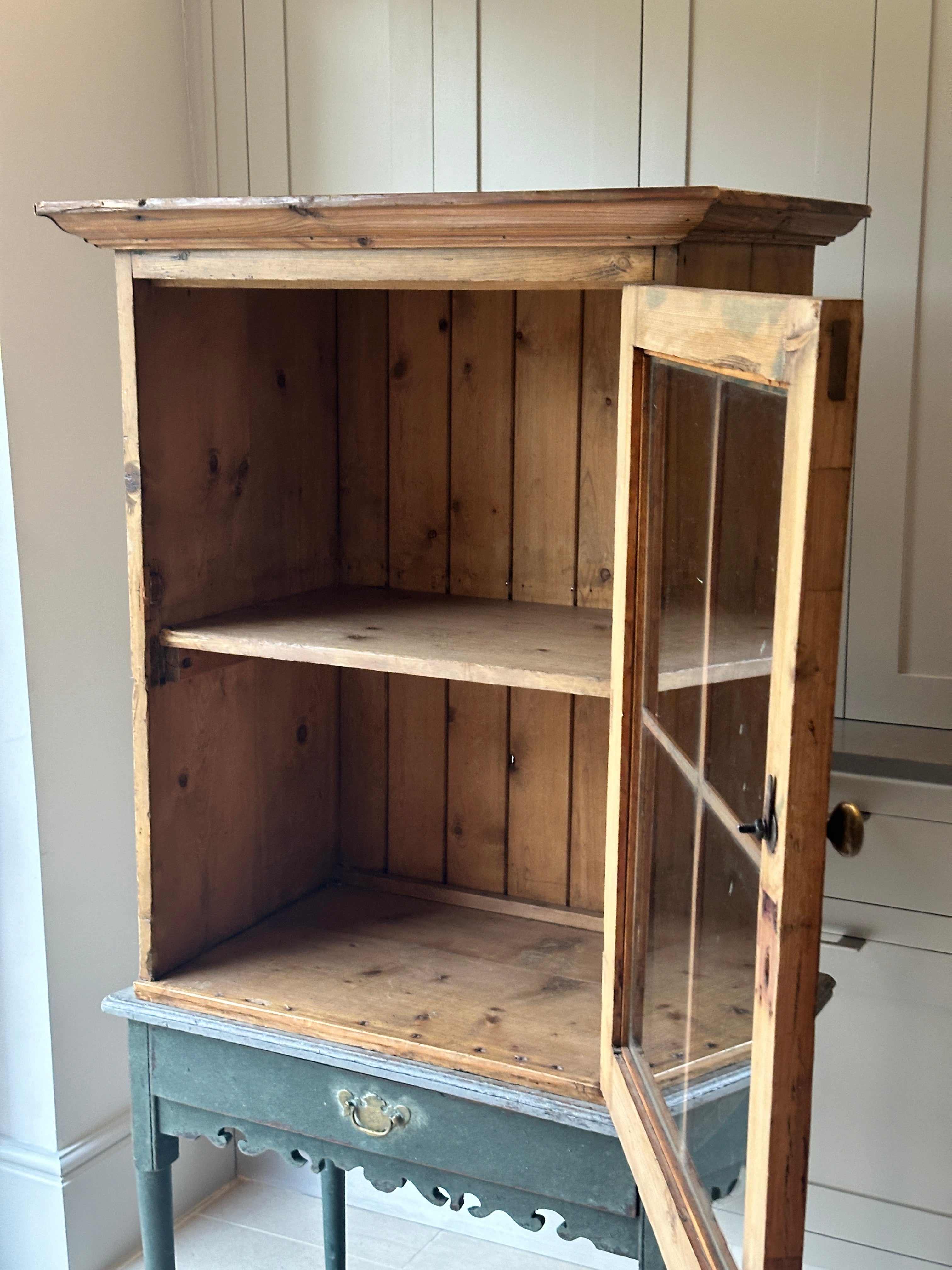 Victorian Pine Glazed Cupboard